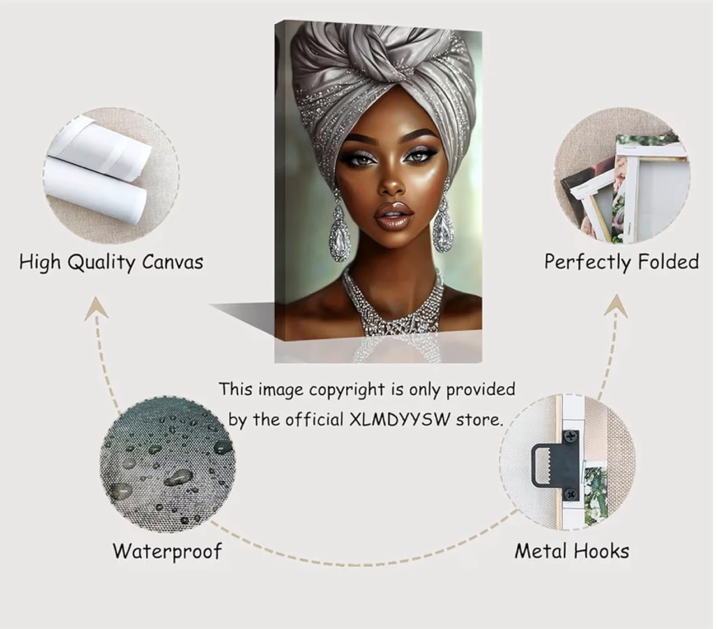 Diamond Turban Woman Canvas Wall Art 24x36 - photo 4