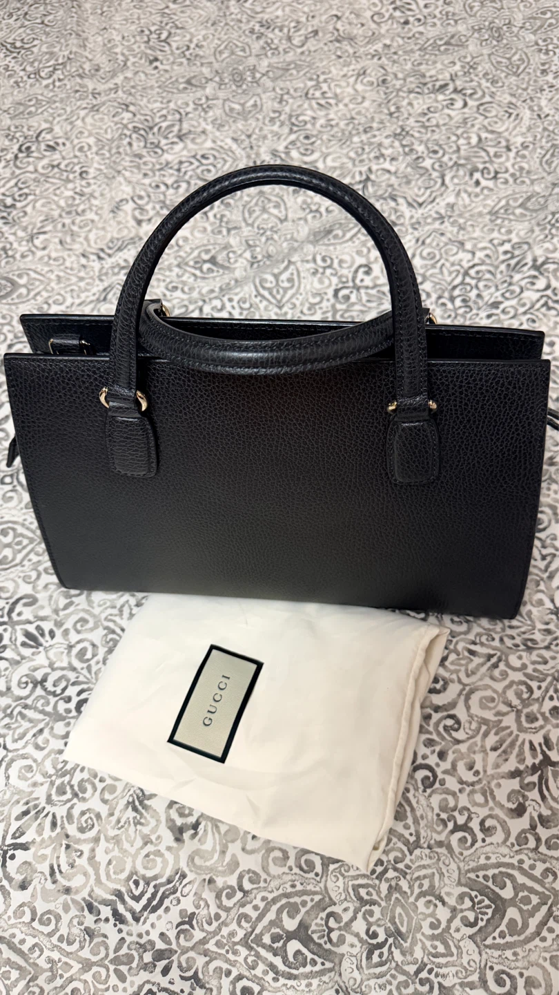 Gucci Black Leather Tote Bag