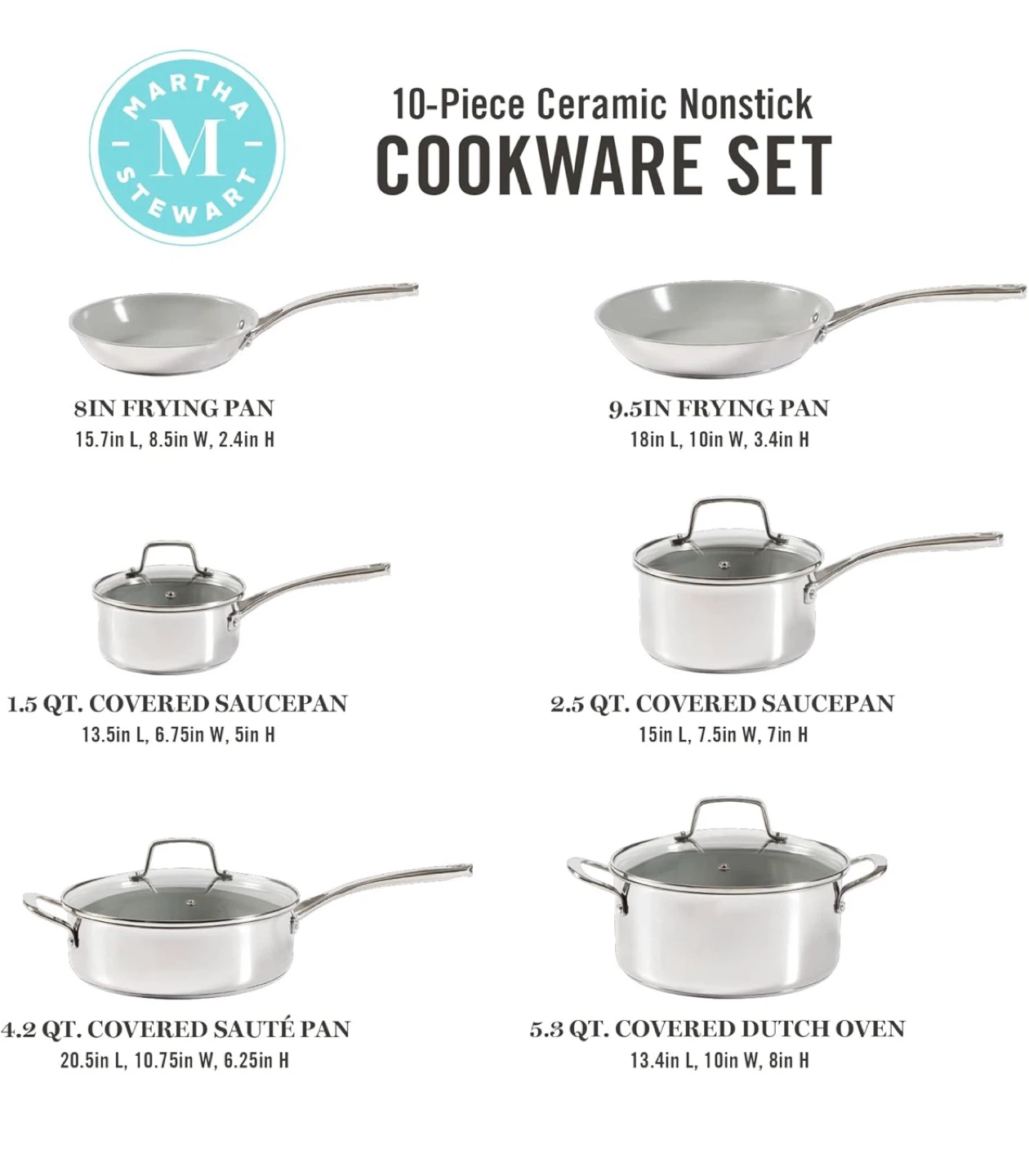 Martha Stewart 2 x Ceramic Nonstick Covered Saucepan - photo 4
