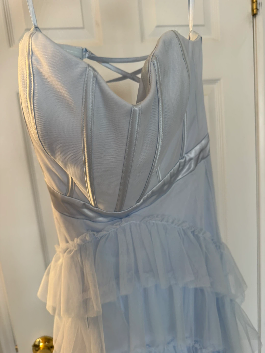 Le Château Light Blue Ruffle Dress