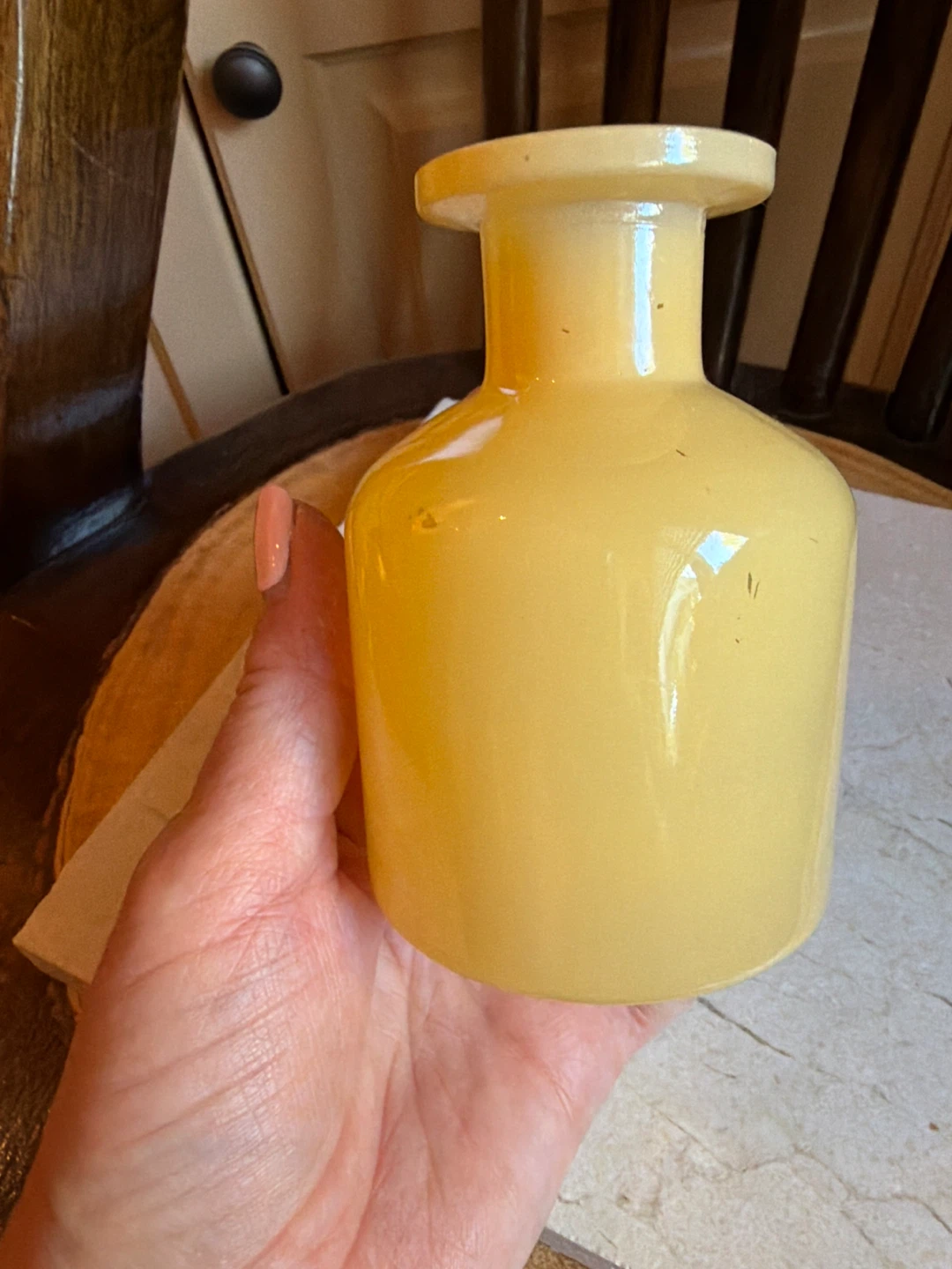 Yellow Frosted Glass Bud Vase