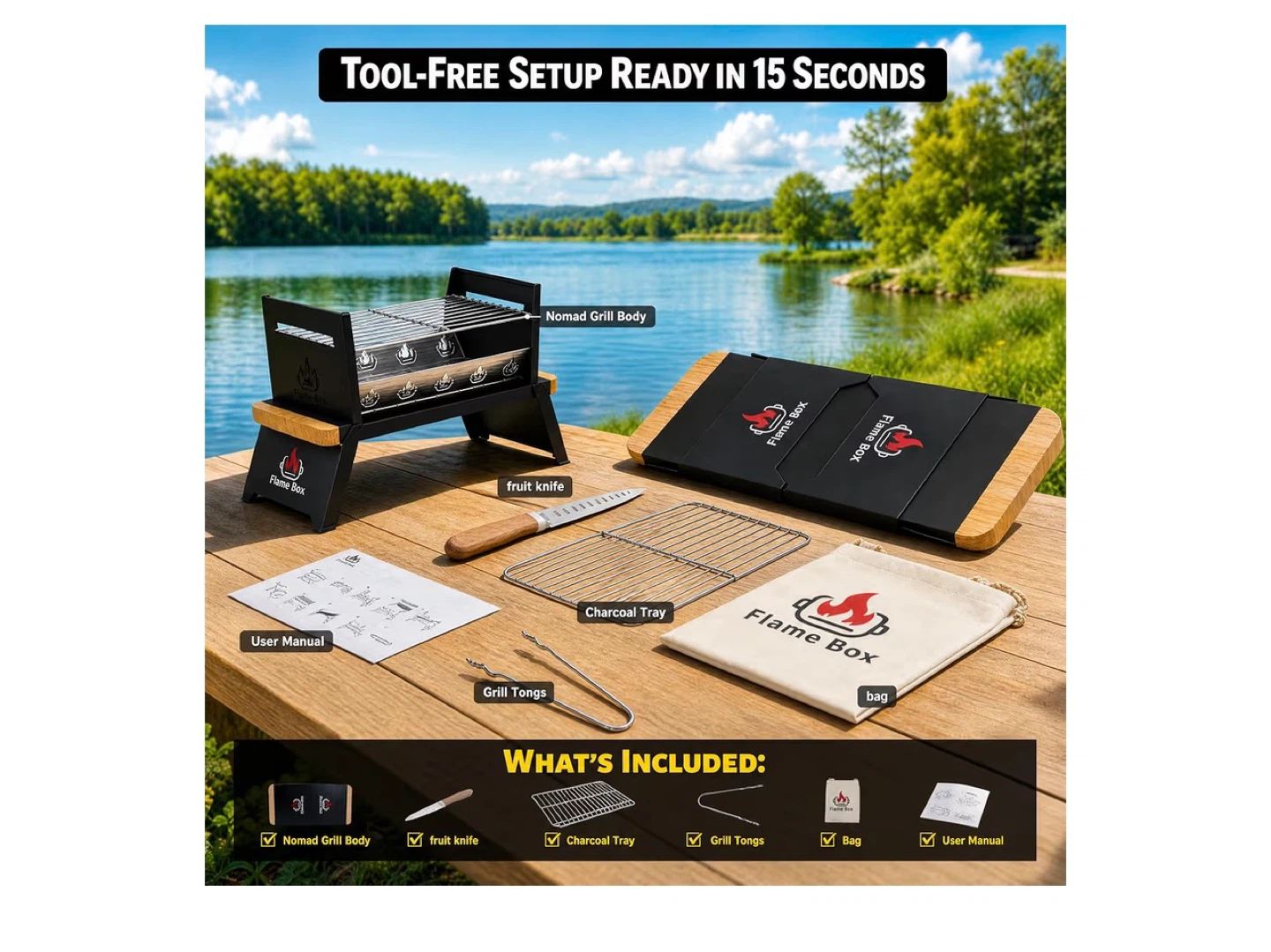 Flame Box Portable Charcoal Grill - photo 3