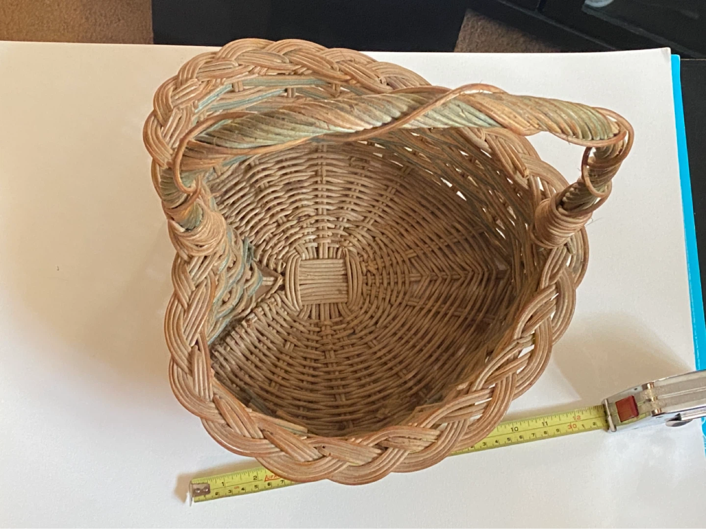 Wicker Heart-Shaped Basket with Handle