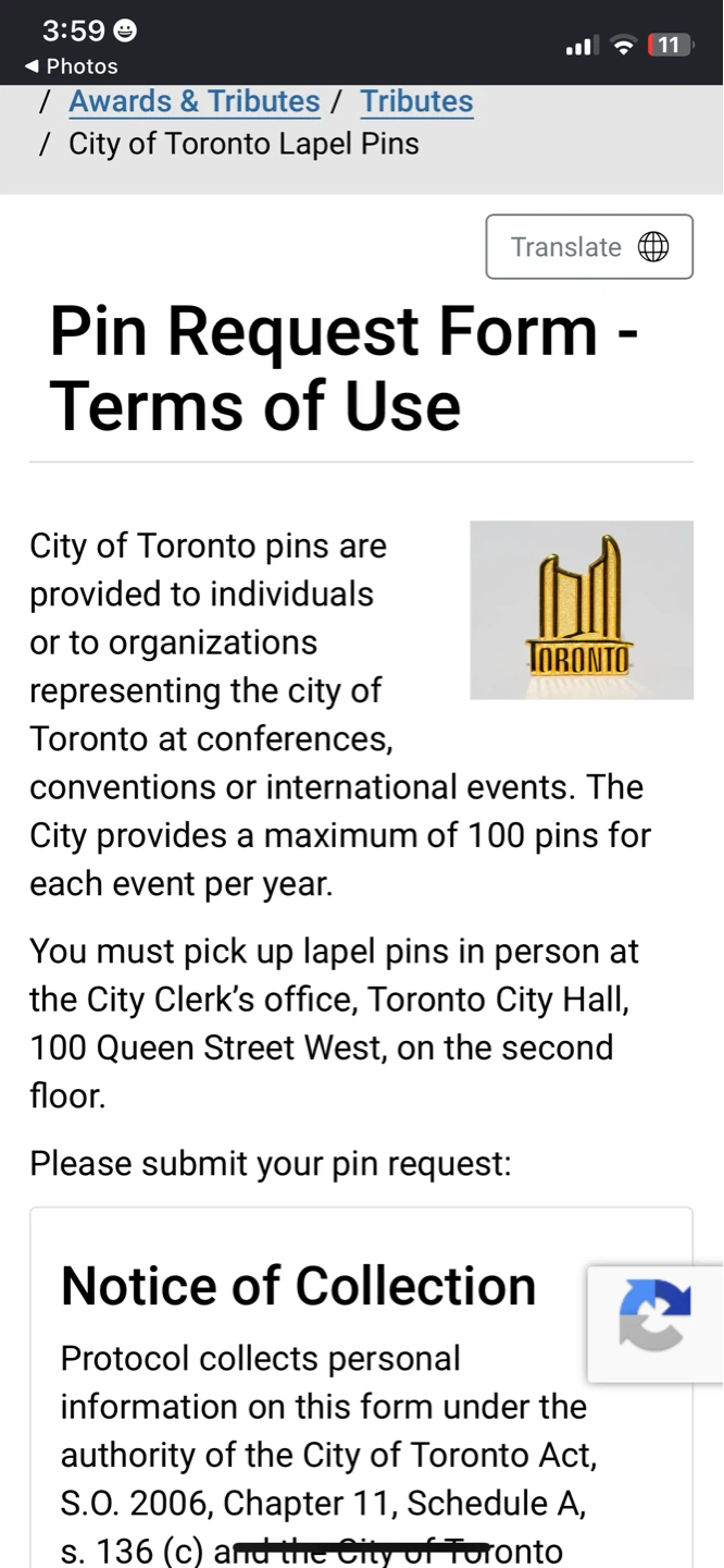 City of Toronto Lapel Pins - Set of 6 - photo 2