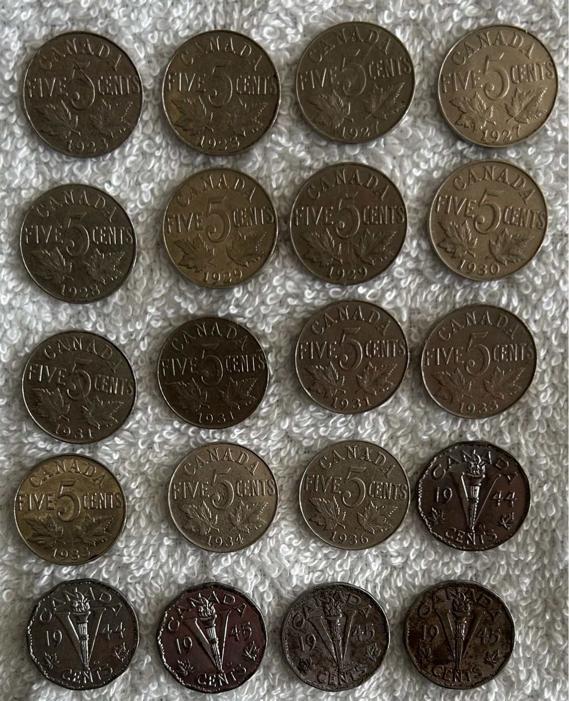 Collection of Twenty Canadian Nickels; 20’s-40’s
