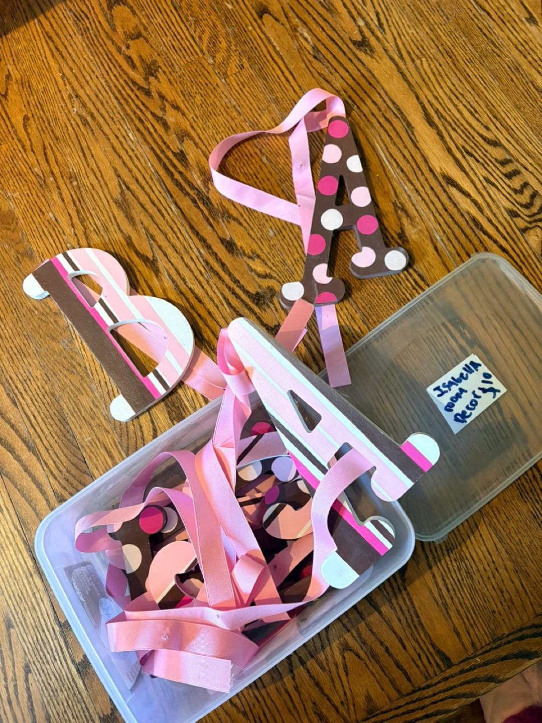 Custom Name Isabella  Cutouts - Pink & Brown Stripes/Polka Dots - photo 2