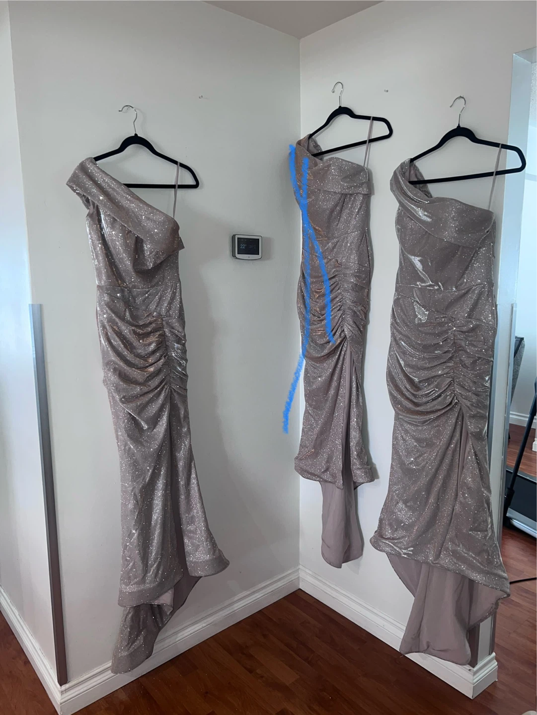Women’s Sparkle One-Shoulder Ruched Maxi Dress