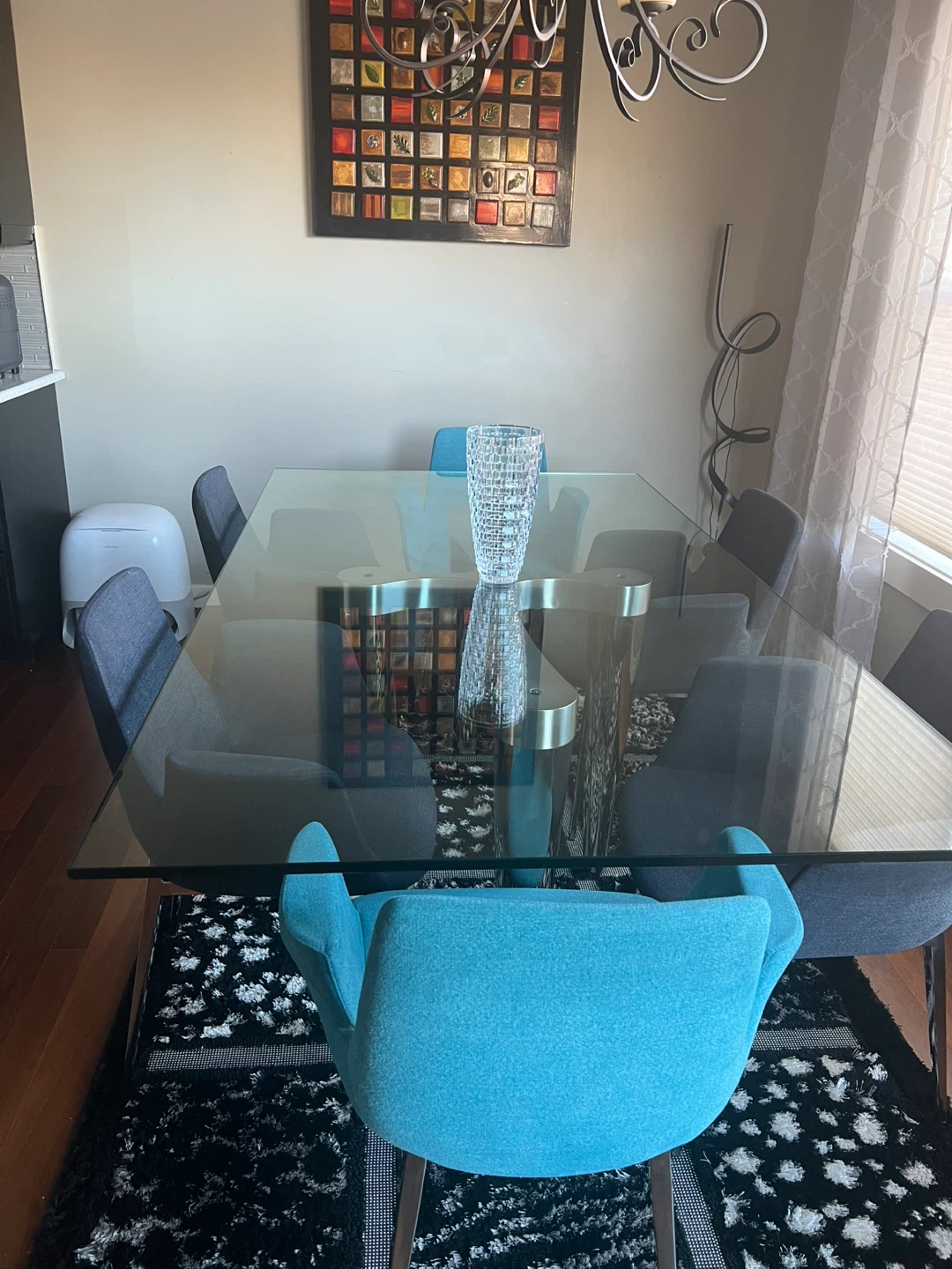 Glass Dining Table with Chrome Base and Chairs - photo 5