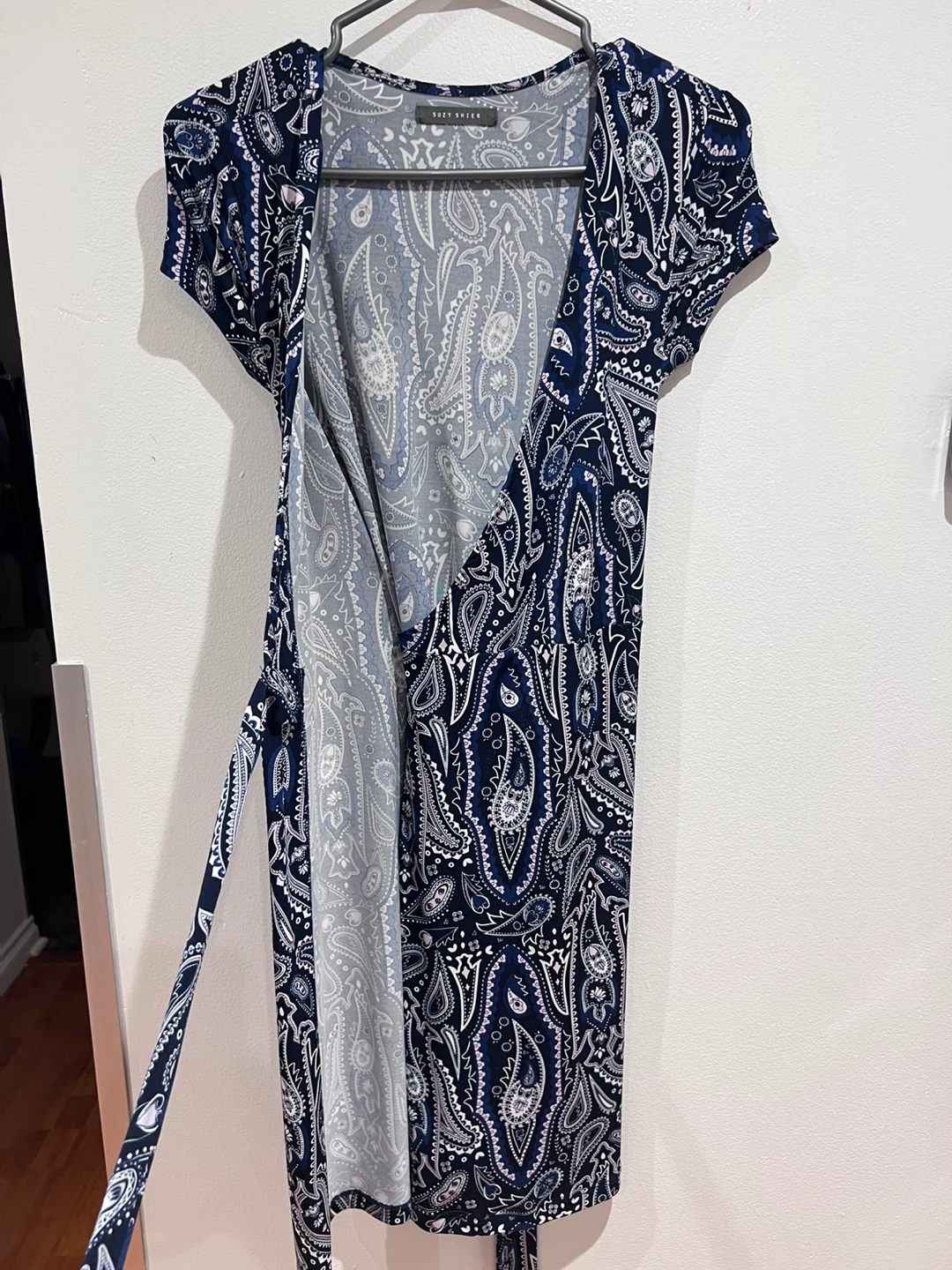 Navy Paisley Wrap Dress - photo 3