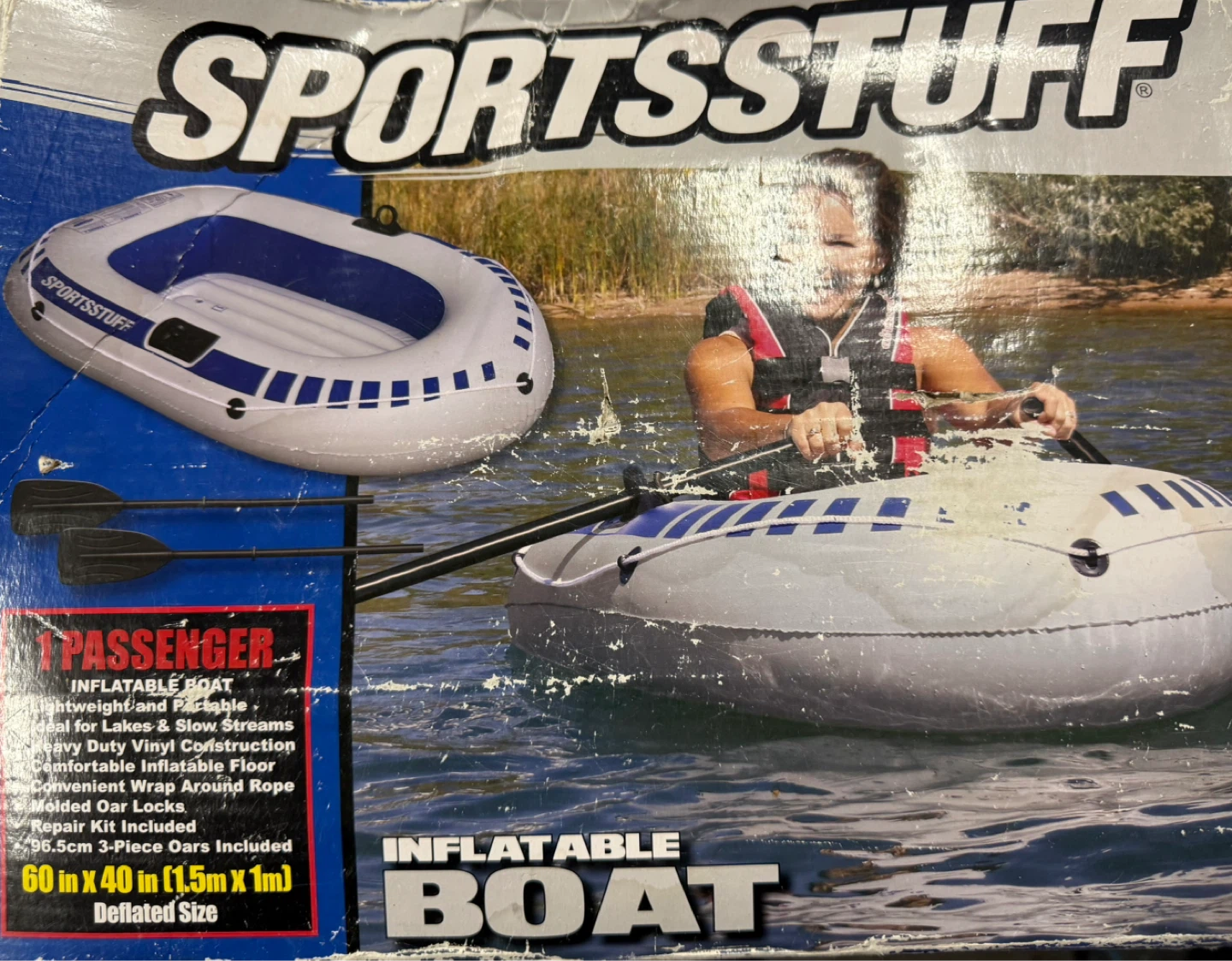 SportsStuff 1-Passenger Inflatable Boat with Oars - photo 2
