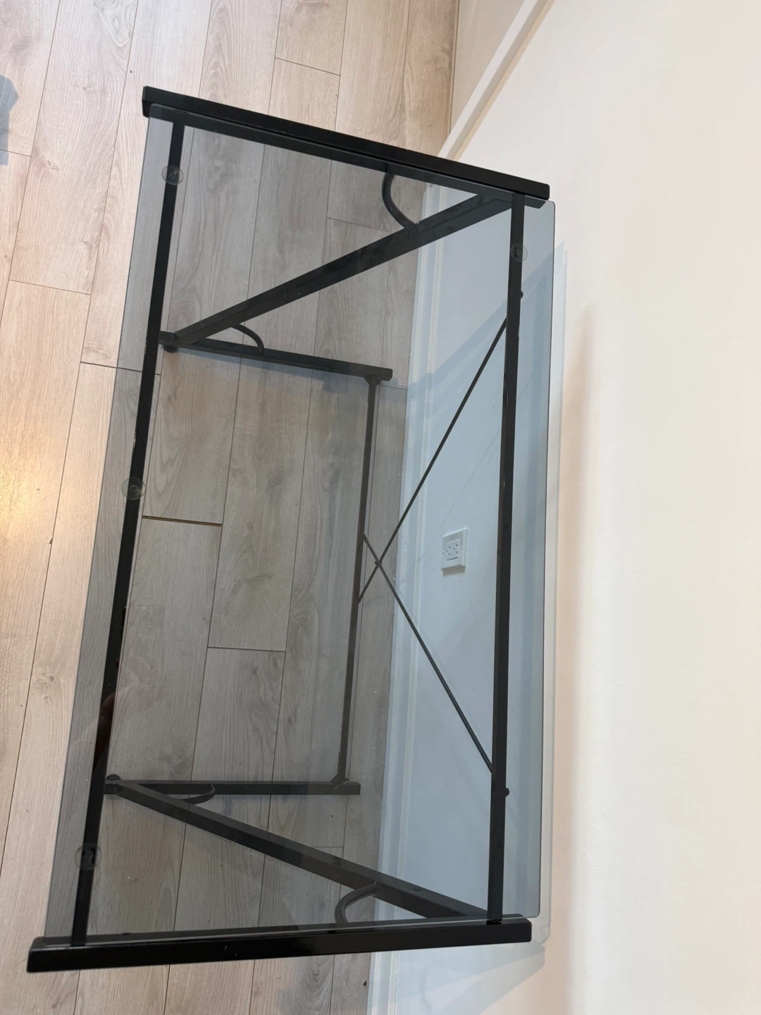 Glass Top Desk with Black Metal Frame - photo 2