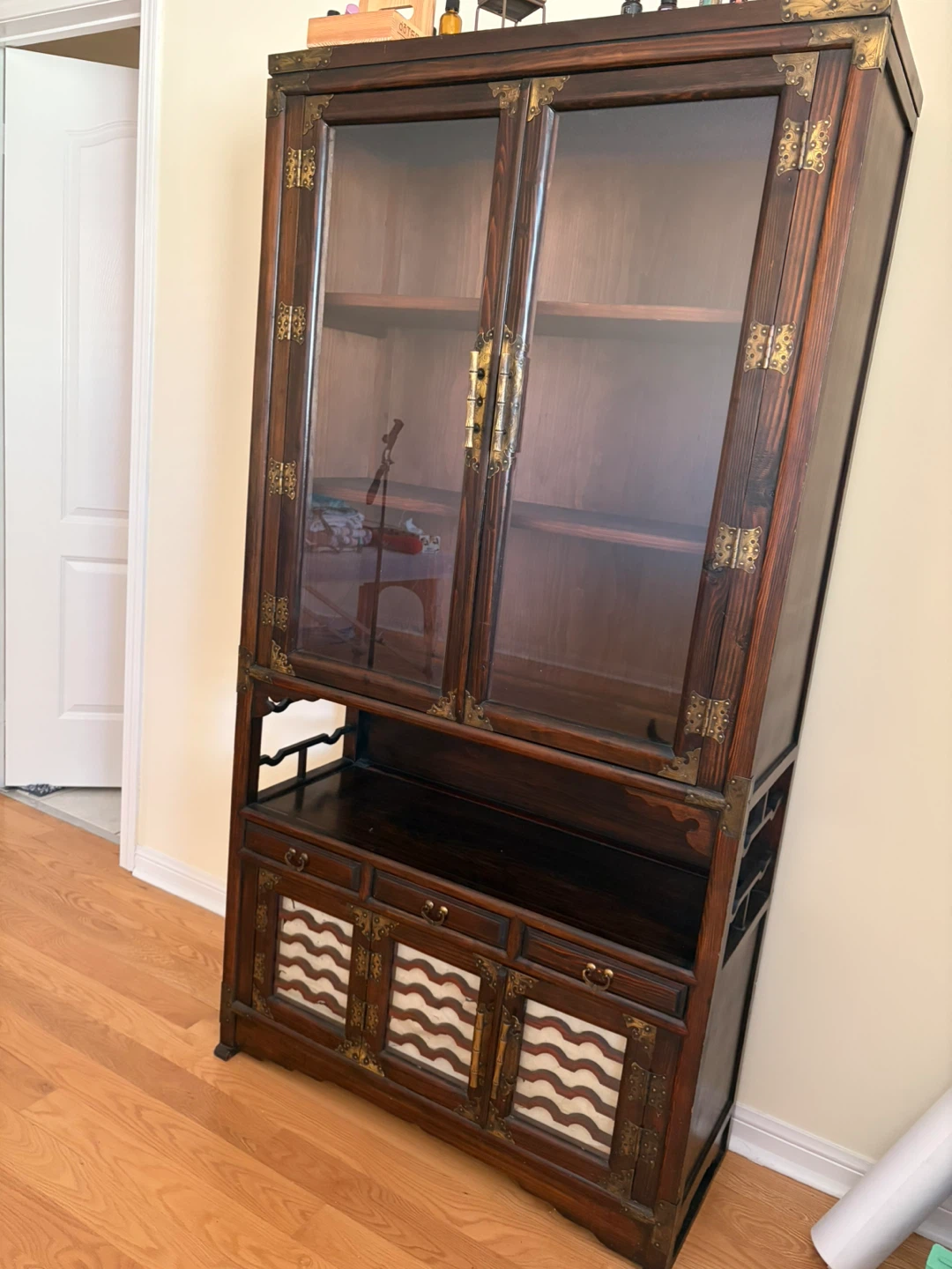Antique Display Cabinet with Glass Doors