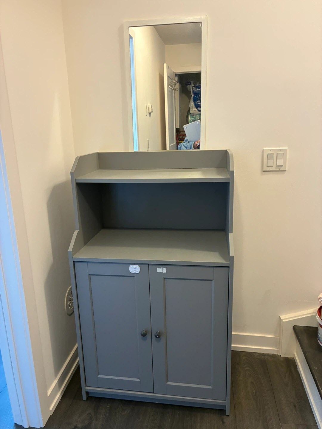 Grey Storage Cabinet with Shelves