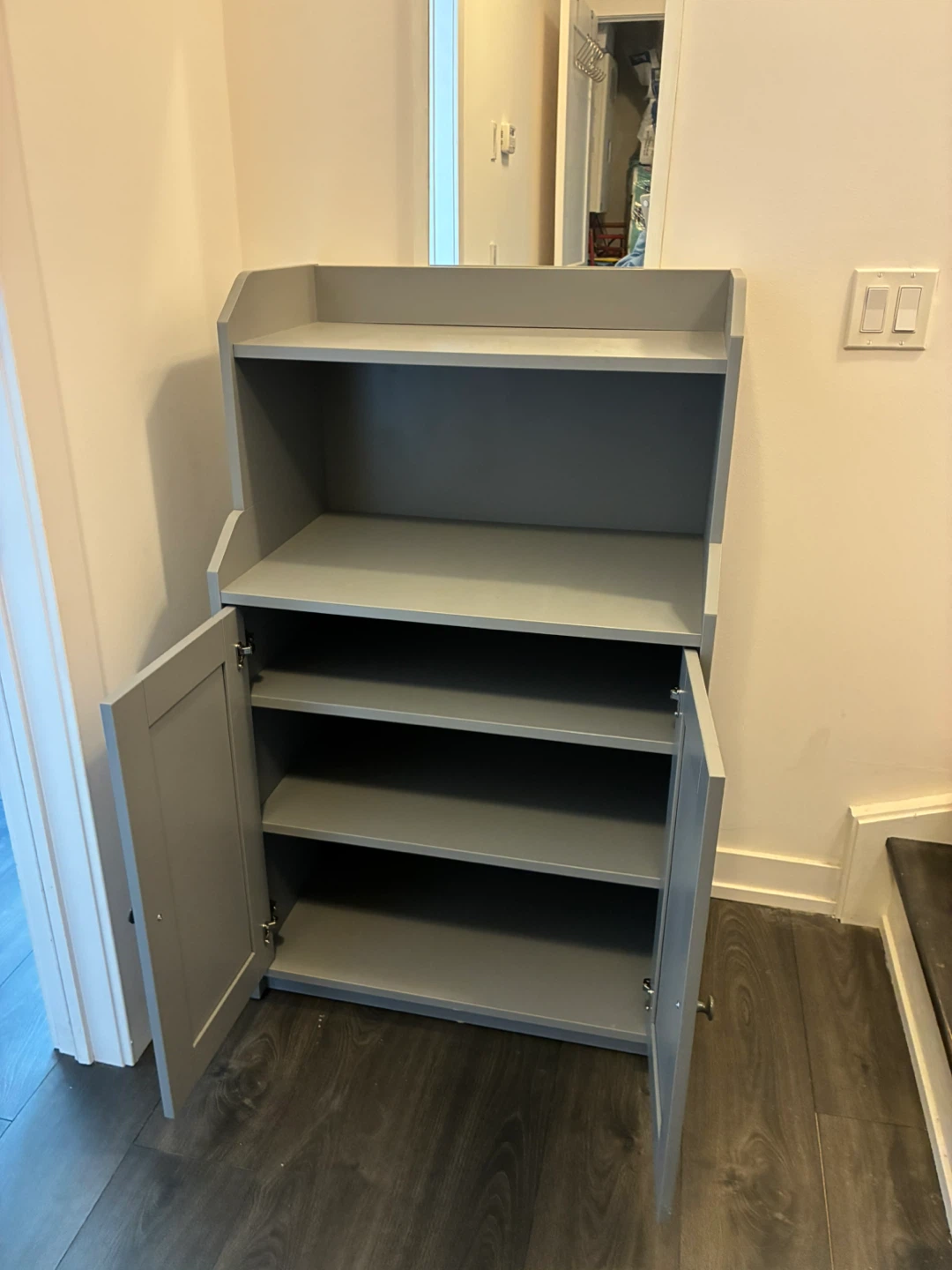 Grey Storage Cabinet with Shelves - photo 2