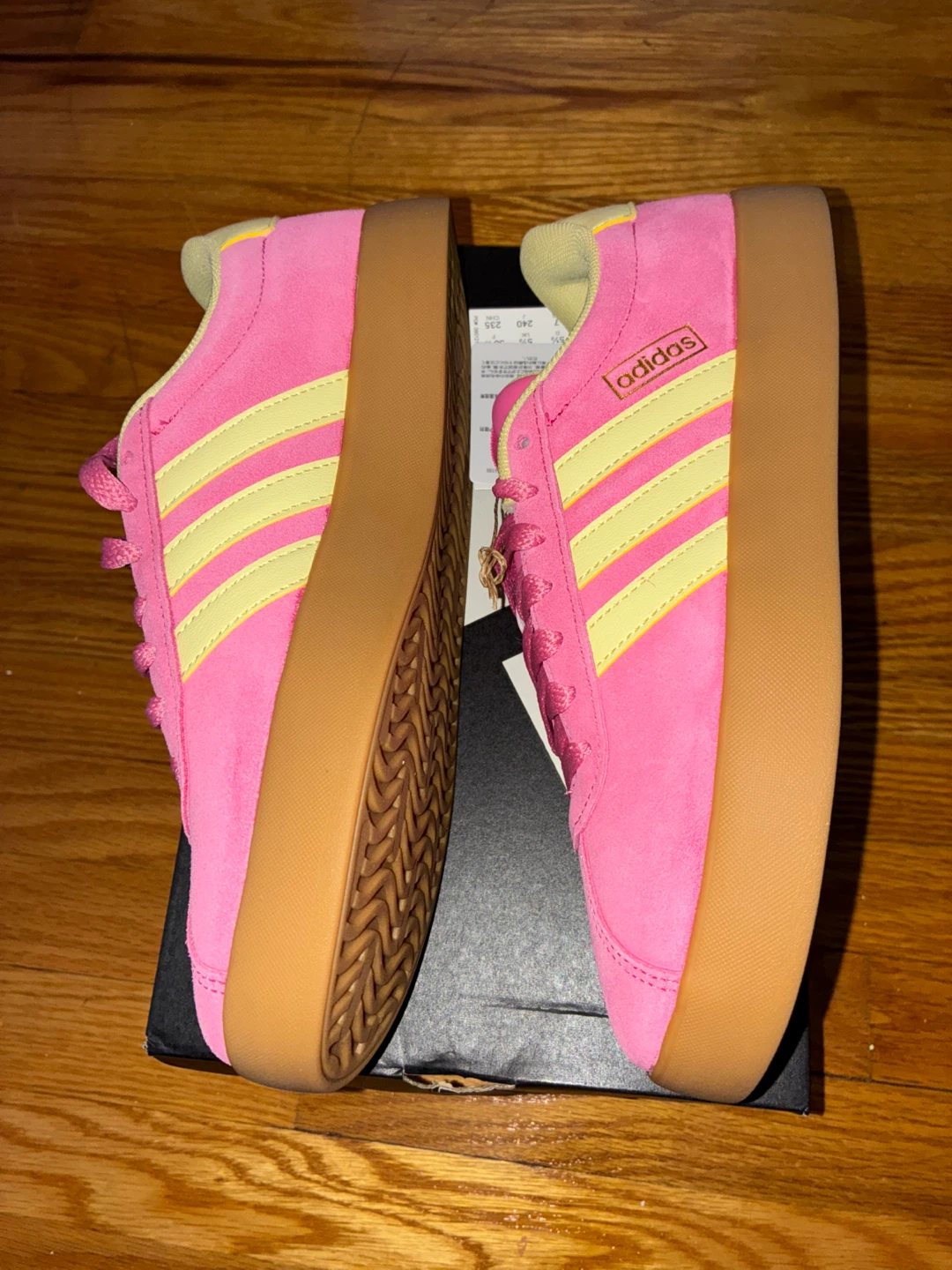Adidas VL Court 3.0 Pink/Yellow Shoes - Size 7