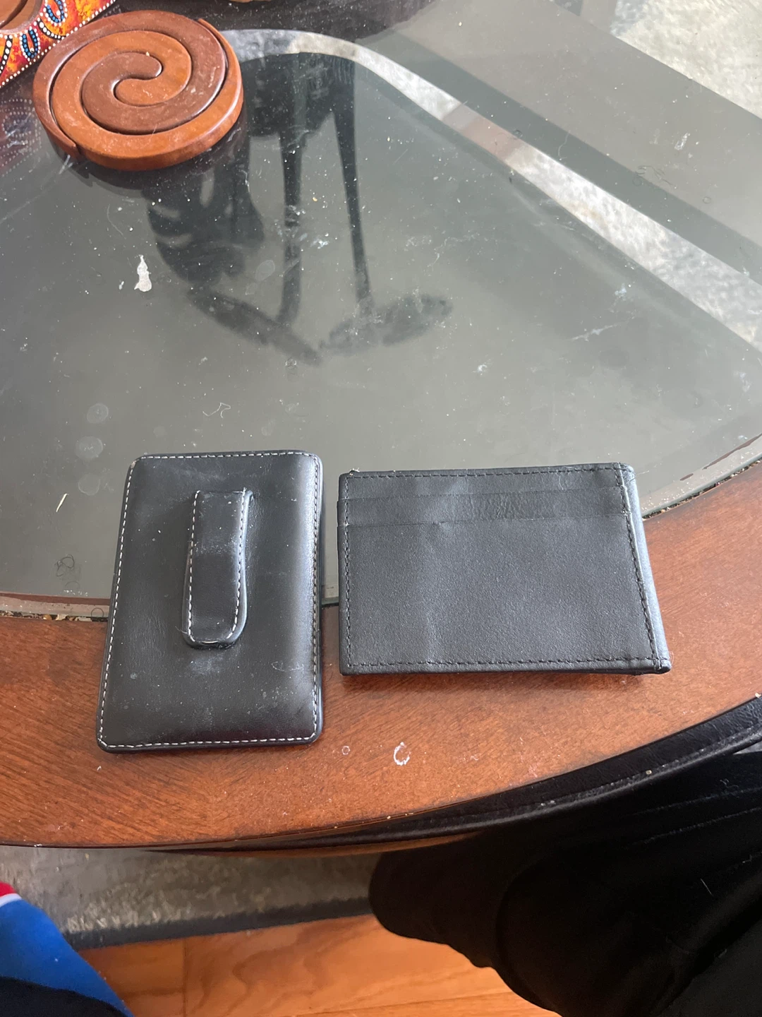 Black Leather Wallet and Card Holder Set - photo 2