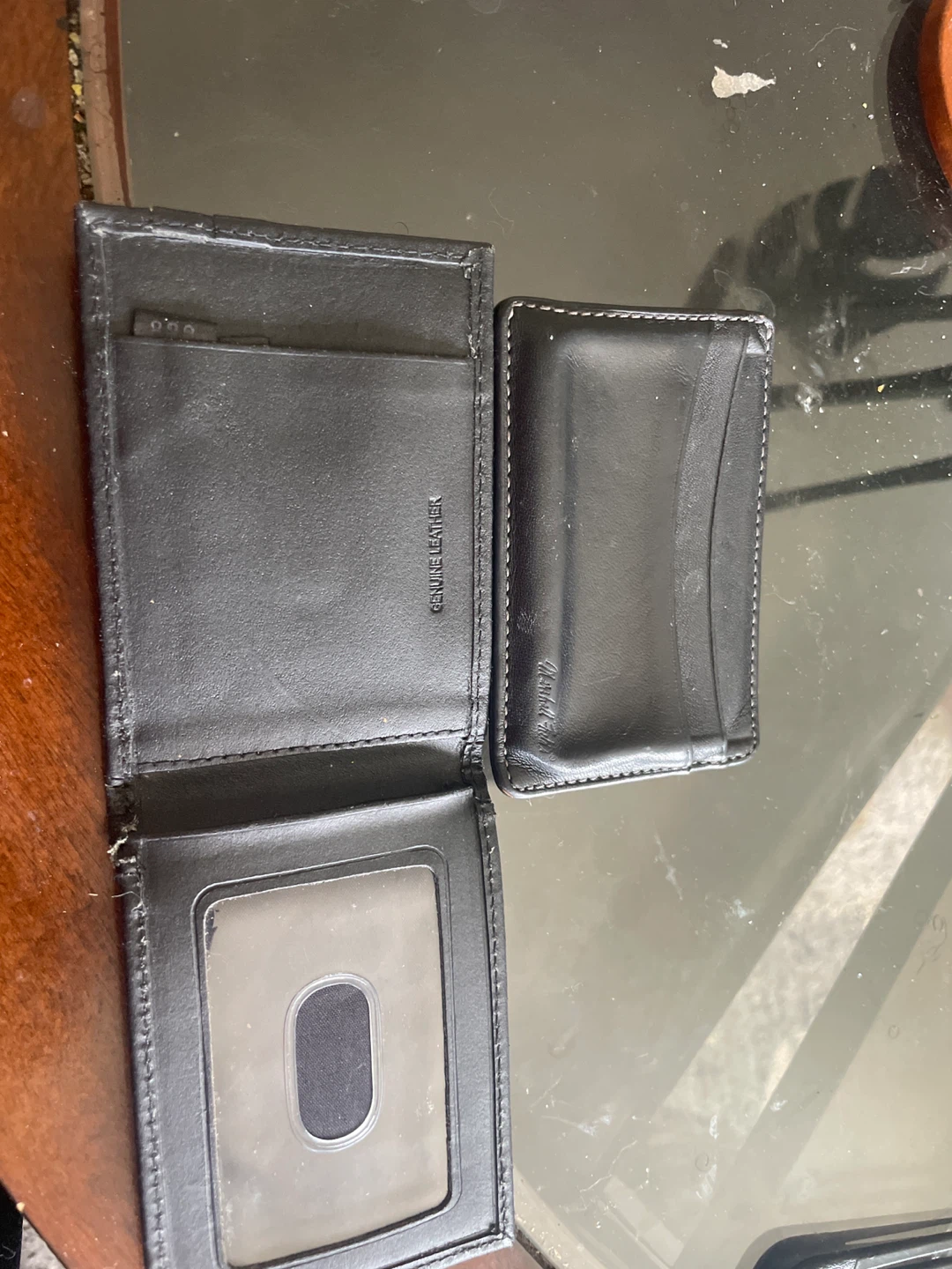 Black Leather Wallet and Card Holder Set