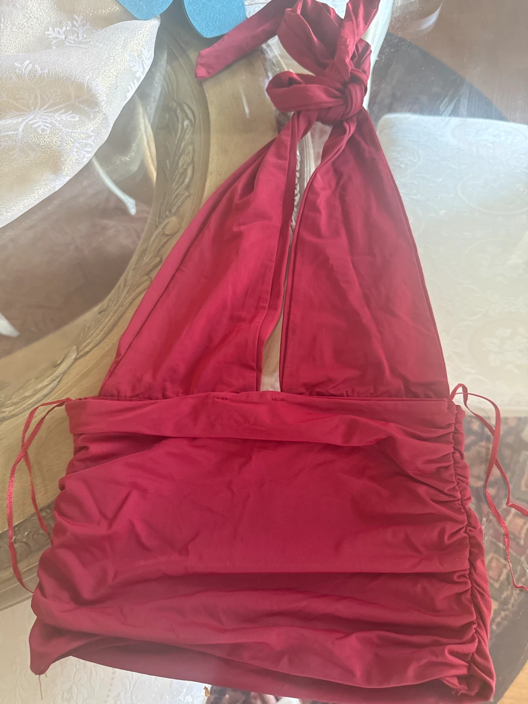 Zara Red Ruched Halter Top - photo 2