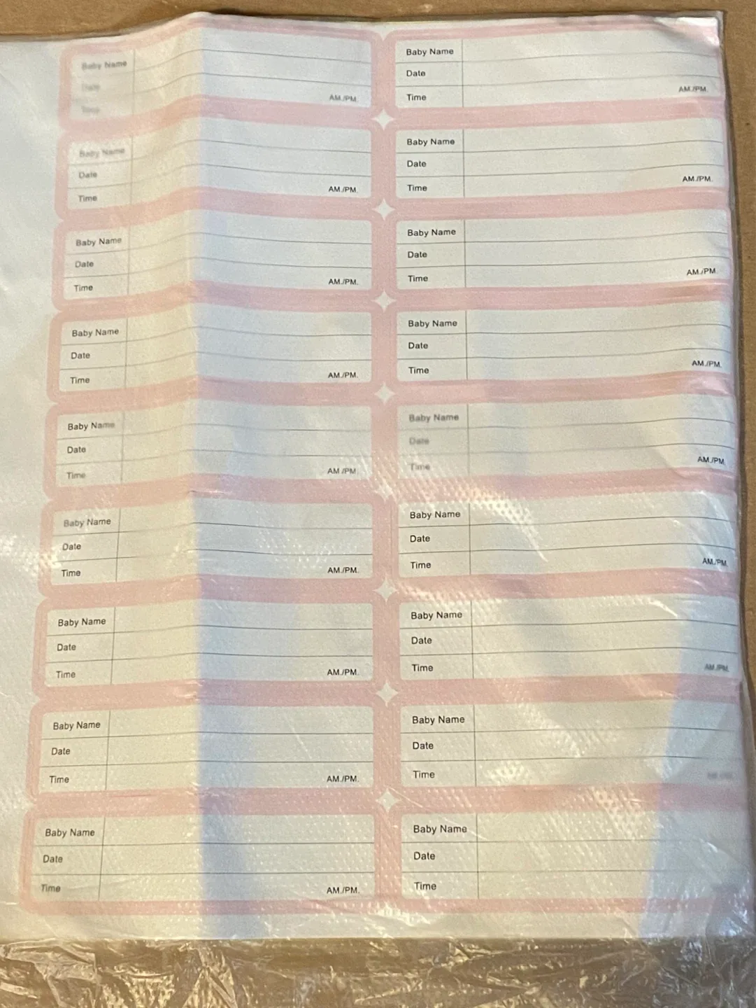 Baby Name Tags Sticker Sheets