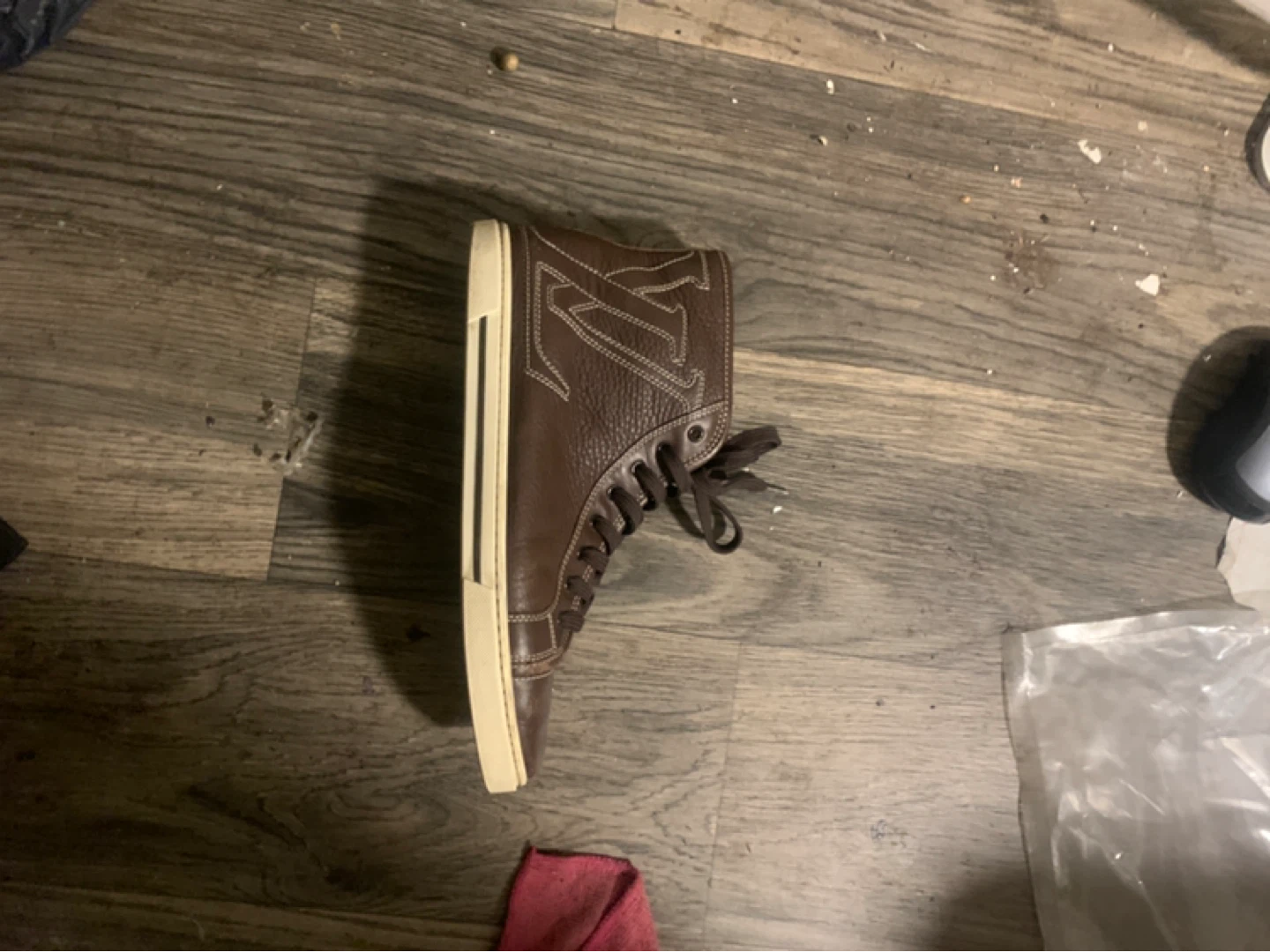 Louis Vuitton Brown Leather High-Top Sneakers