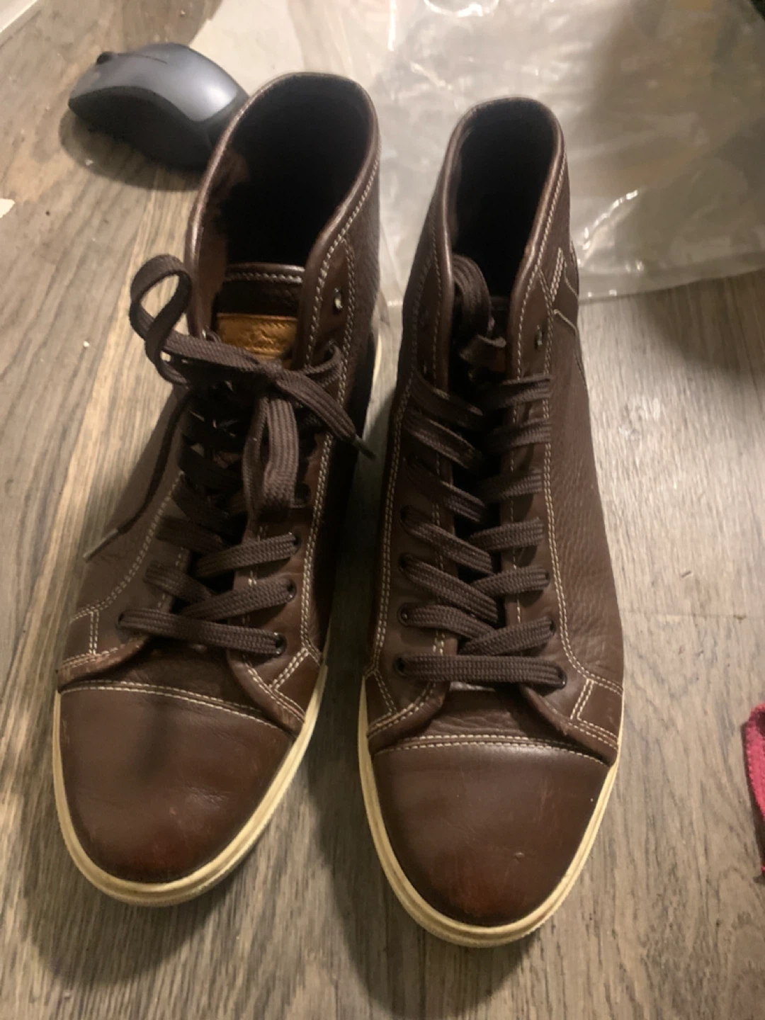 Louis Vuitton Brown Leather High-Top Sneakers - photo 2