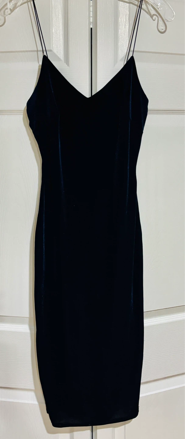Dark Blue Velvet Dress – Size Medium - photo 5