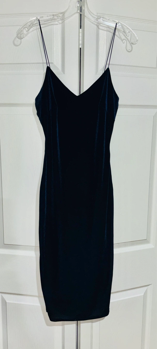 Dark Blue Velvet Dress – Size Medium