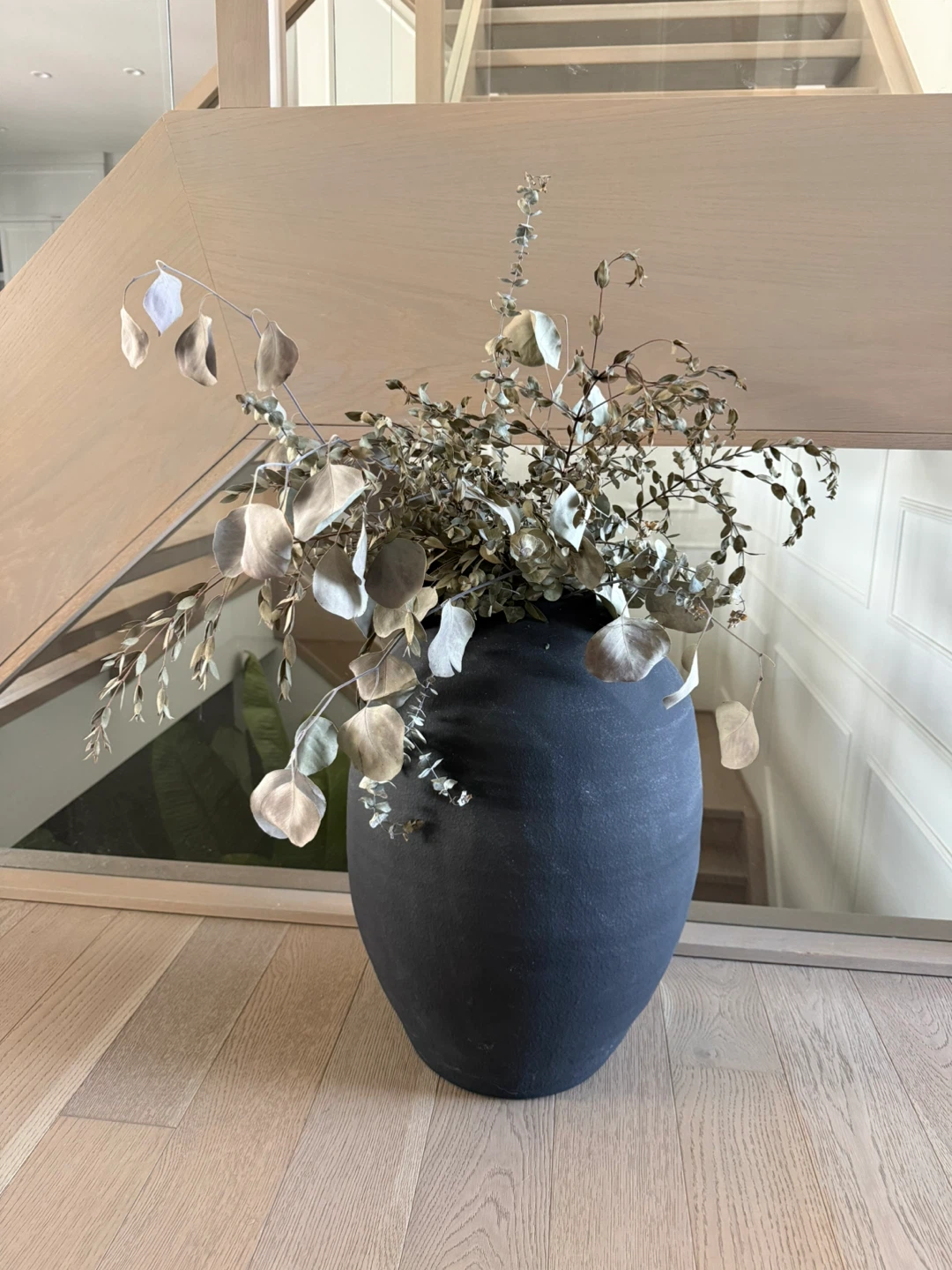 Urban barn large black vase with eucalyptus