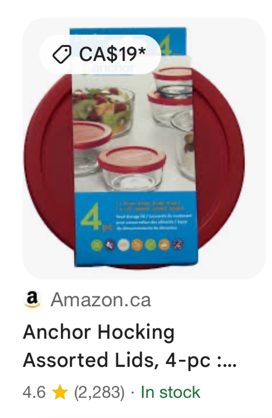 Anchor Hocking Glass Bowl with Red Lid