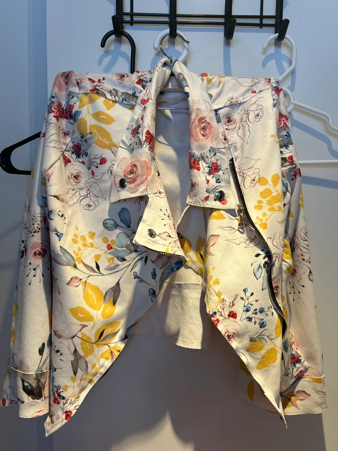 Medium Floral Print Moto Jacket
