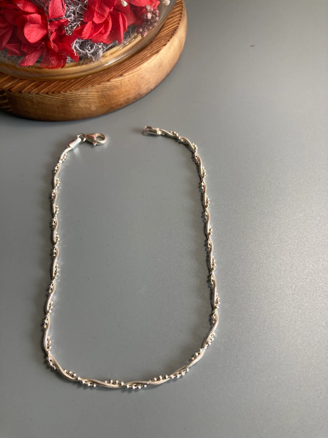 Sterling Silver Ankle Bracelet with Twist Chain
