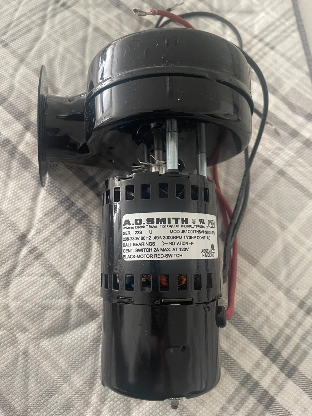A.O. Smith Blower Motor 208-230V 49A 3000RPM - photo 3