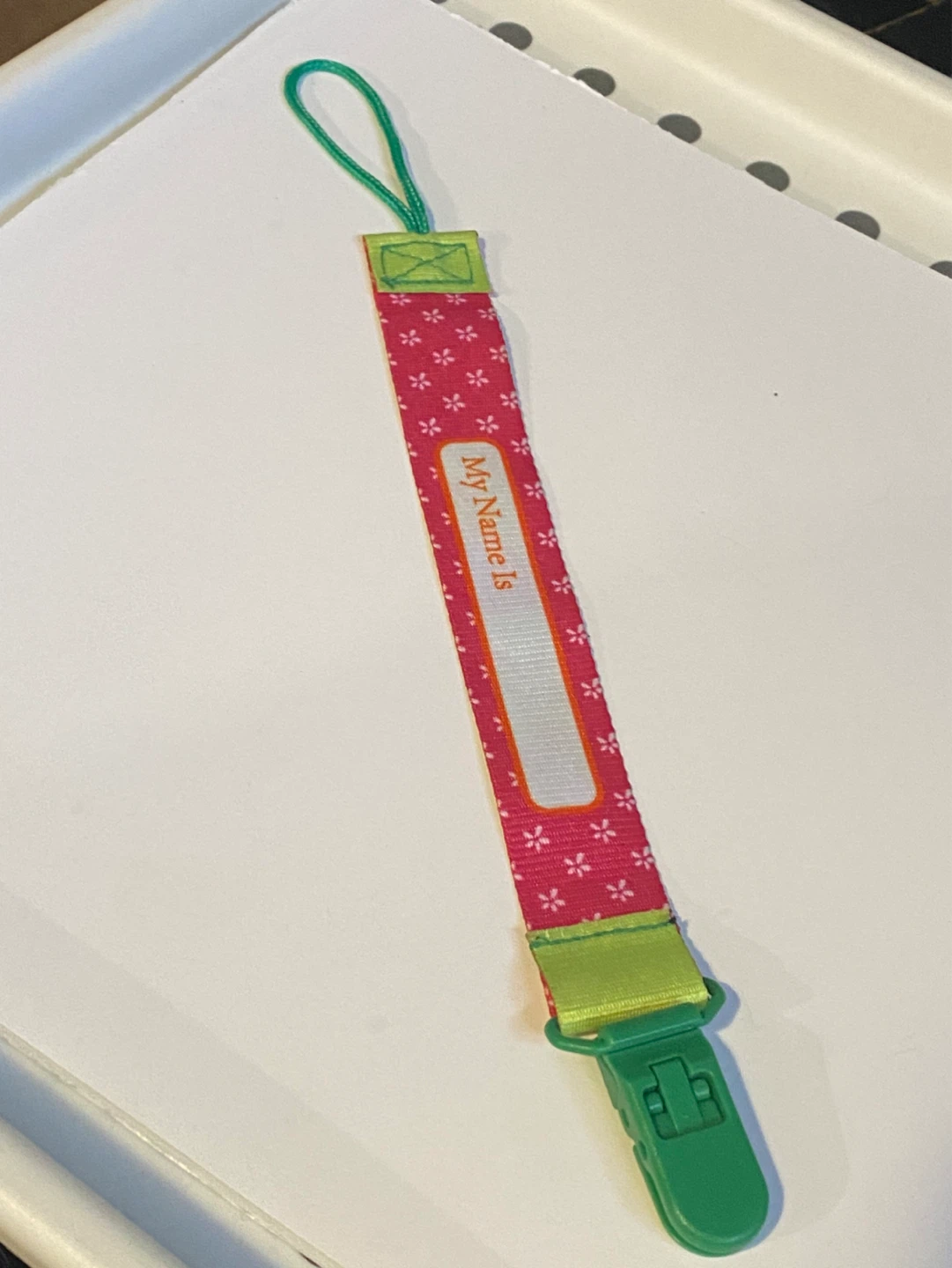 4 Baby Pacifier Clips - "My Name Is" Label Holders - photo 3