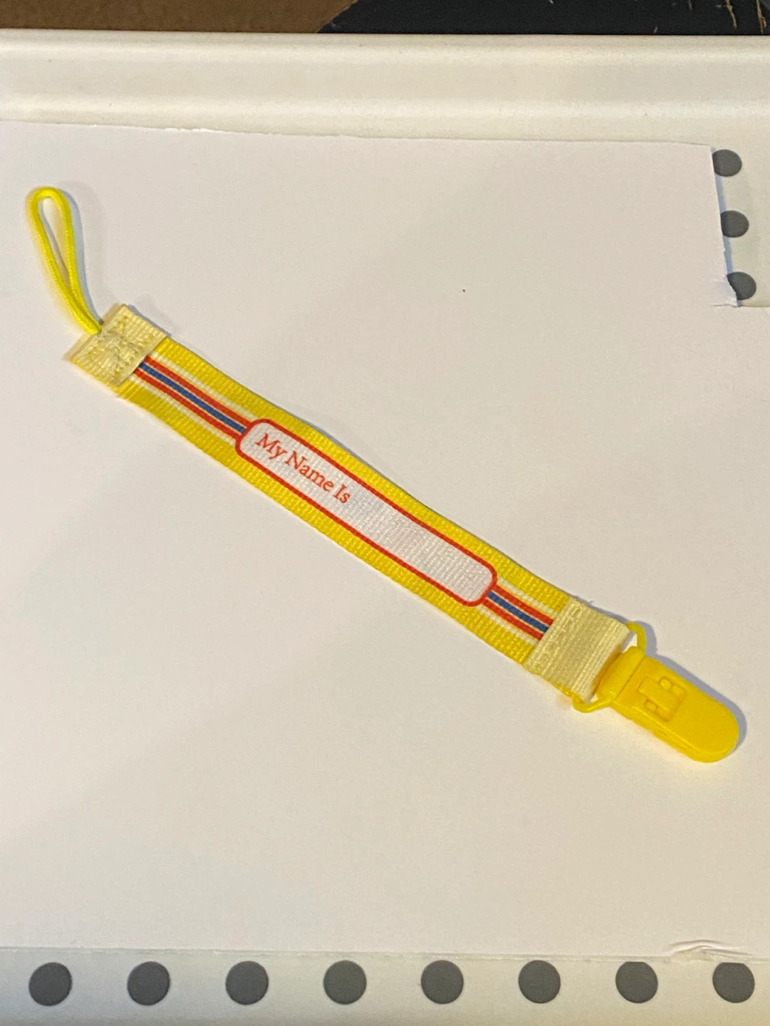 4 Baby Pacifier Clips - "My Name Is" Label Holders