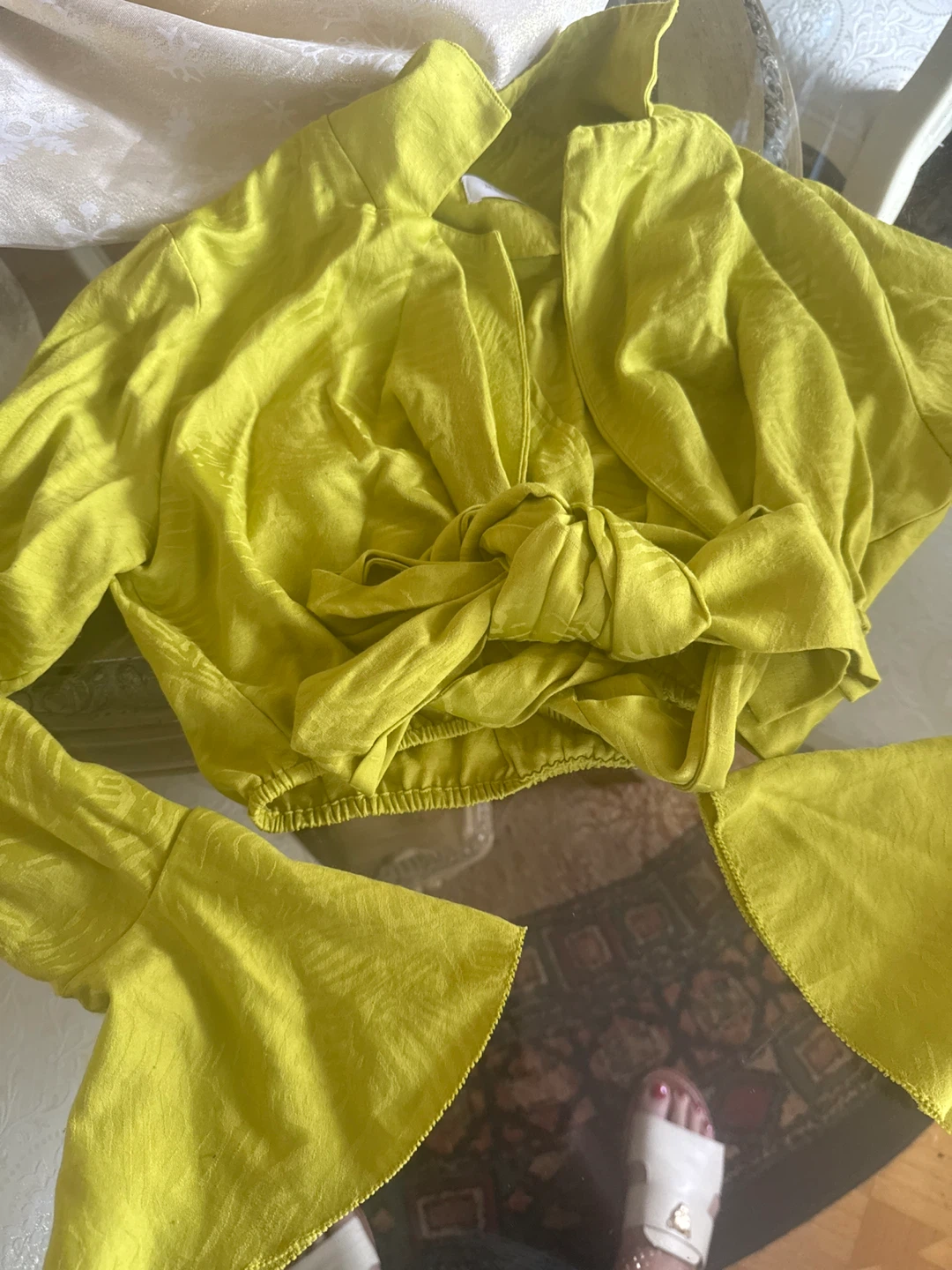 MESHki Lime Green Tie Front Blouse XS