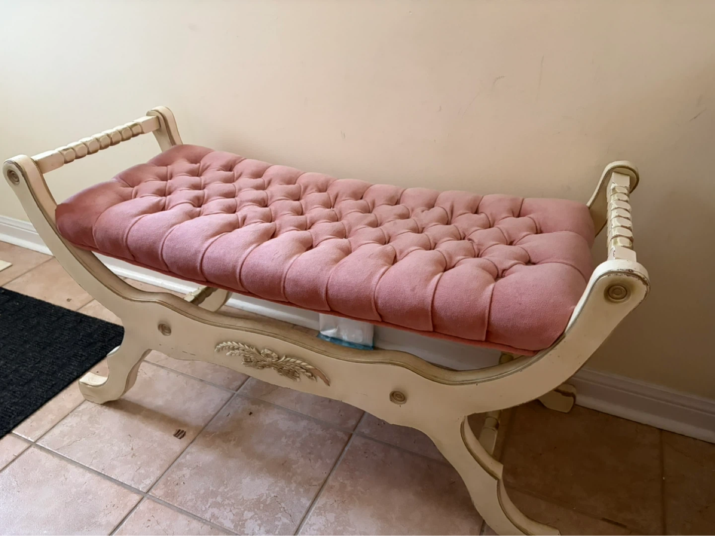 Pink Tufted Bench - photo 3
