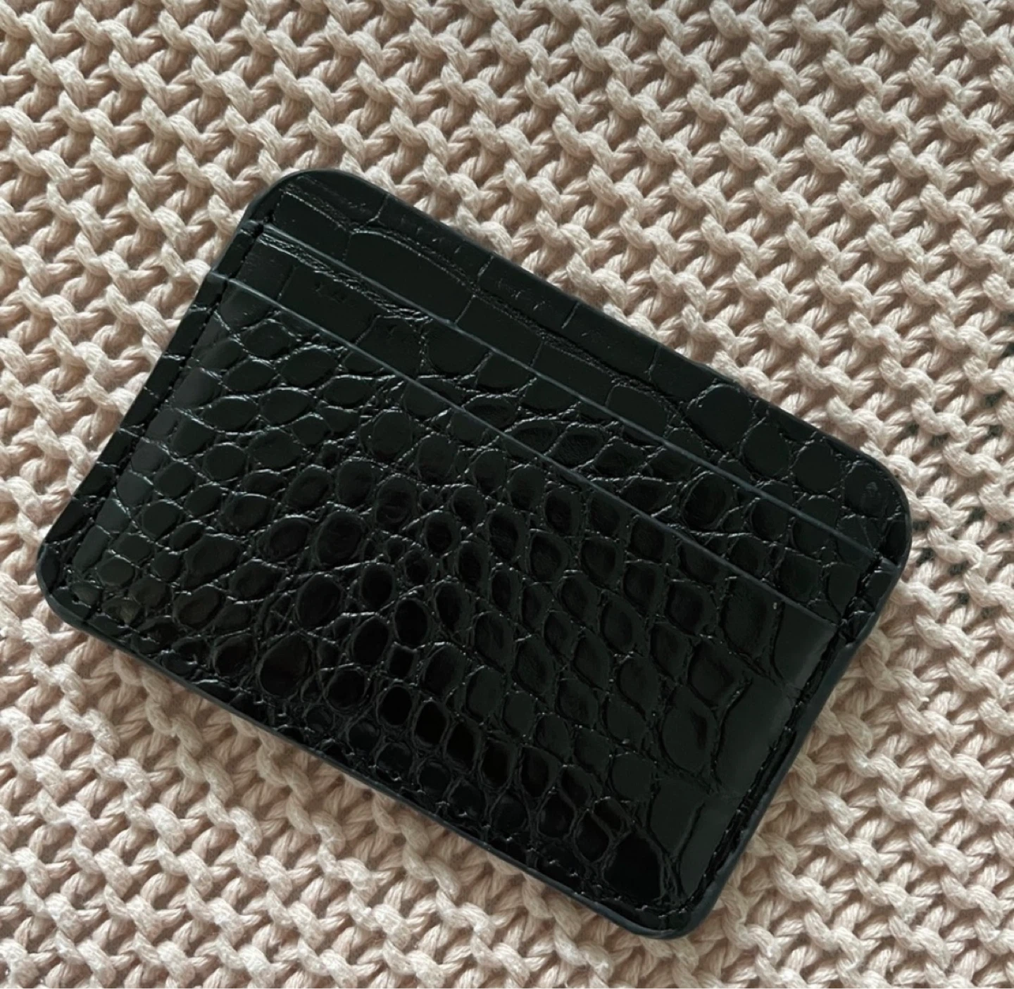 Mango Black Croc Embossed Card Holder - photo 2
