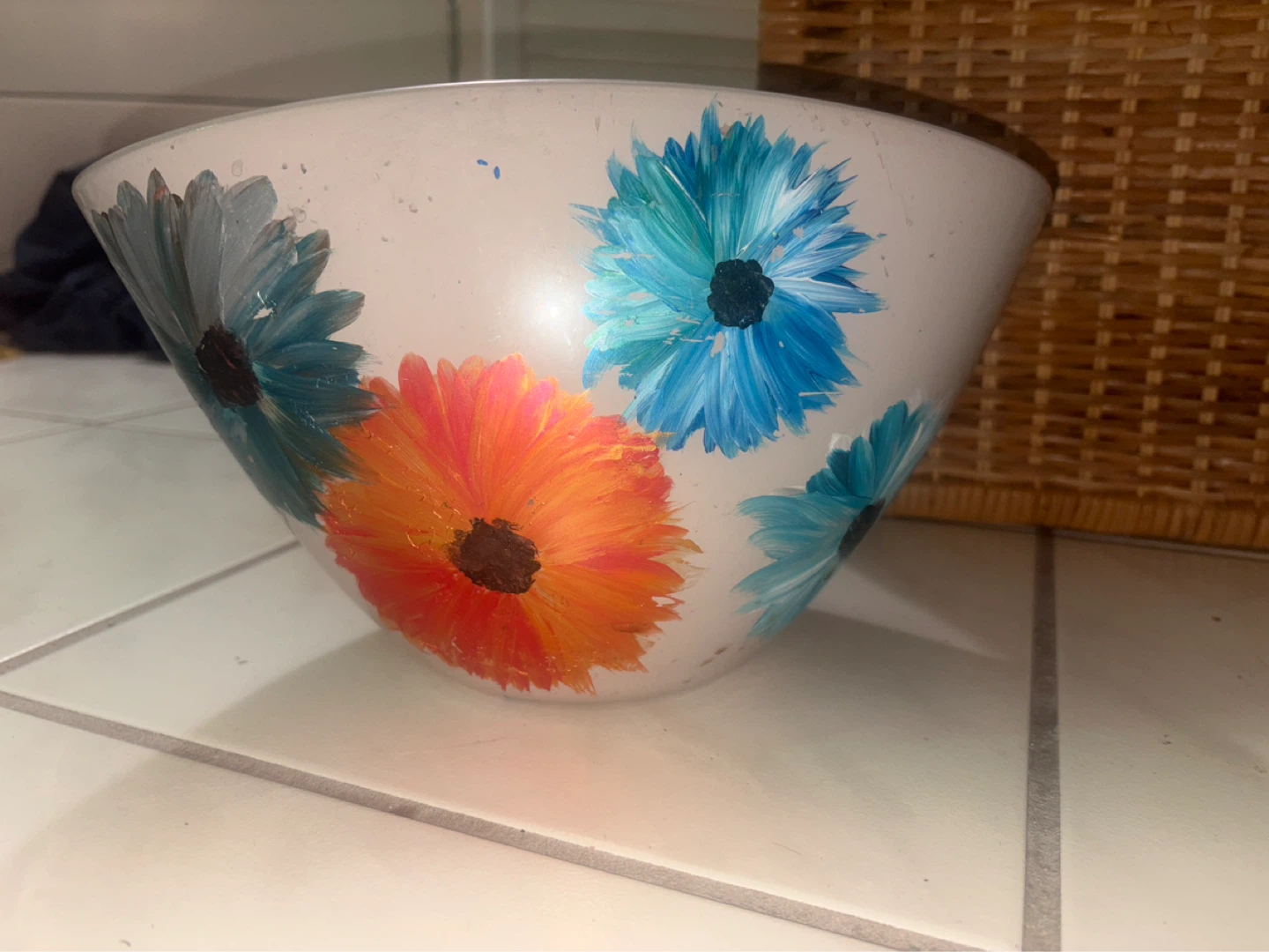 Hand-painted floral decorative bowl