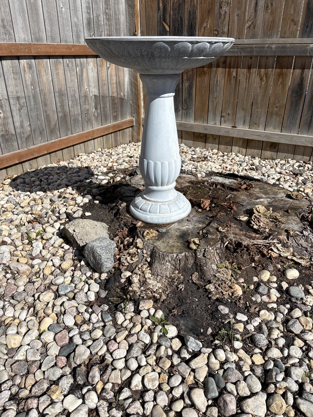 Grey Pedestal Bird Bath