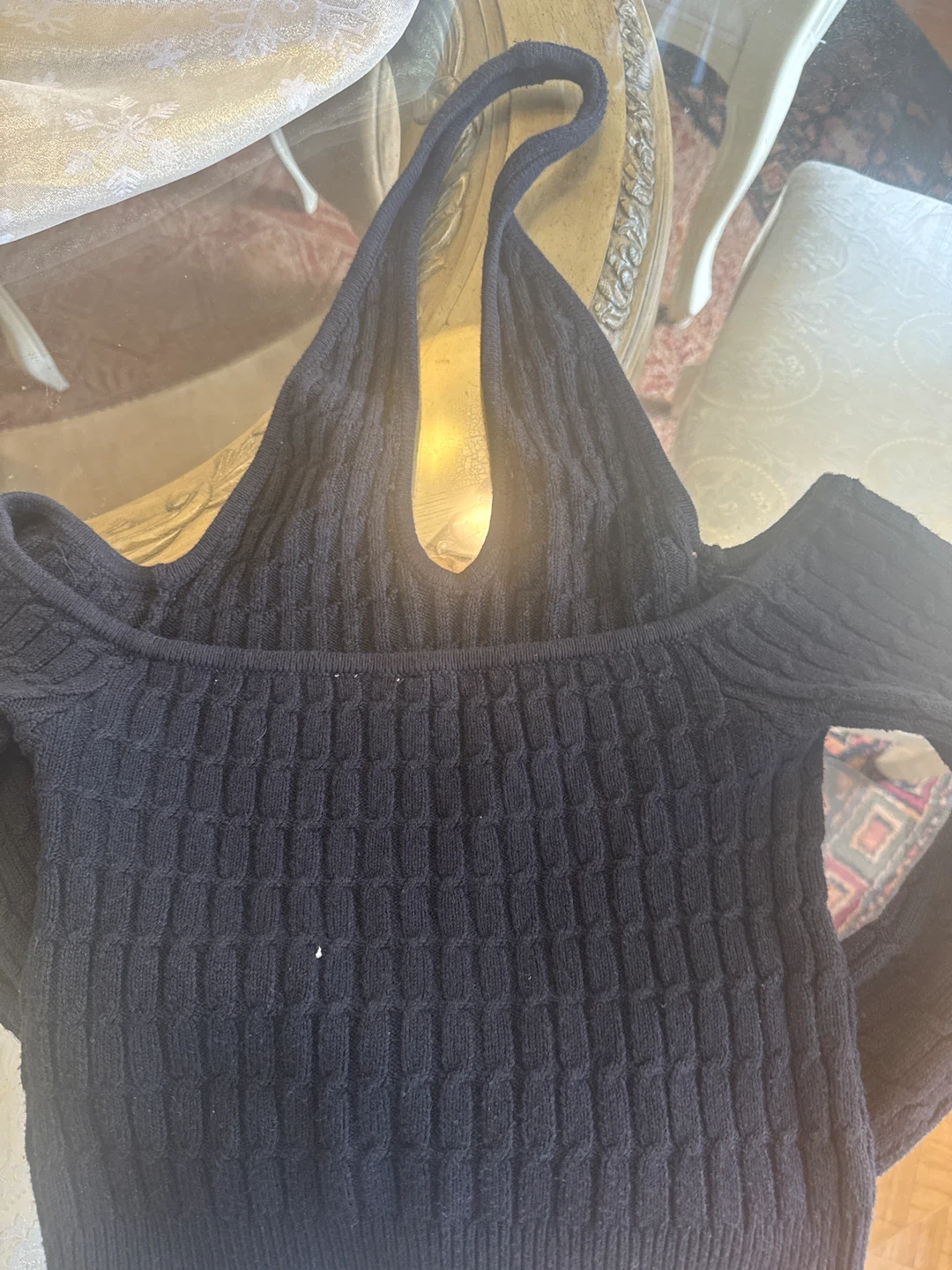 Black Cold Shoulder Knit Top - photo 2