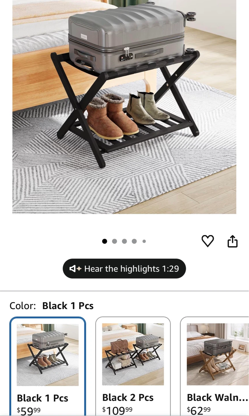 Black Bamboo Luggage Rack - photo 3