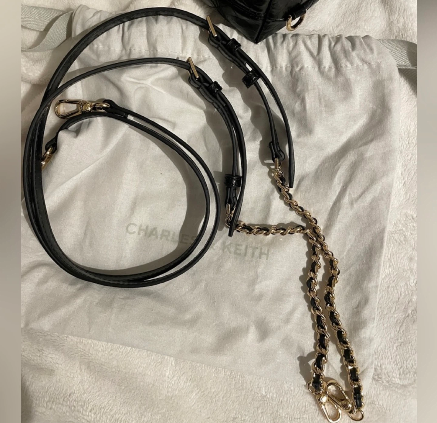 Charles & Keith Black  Duo Chain-Handle Two-Way Backpack/Bag - photo 3