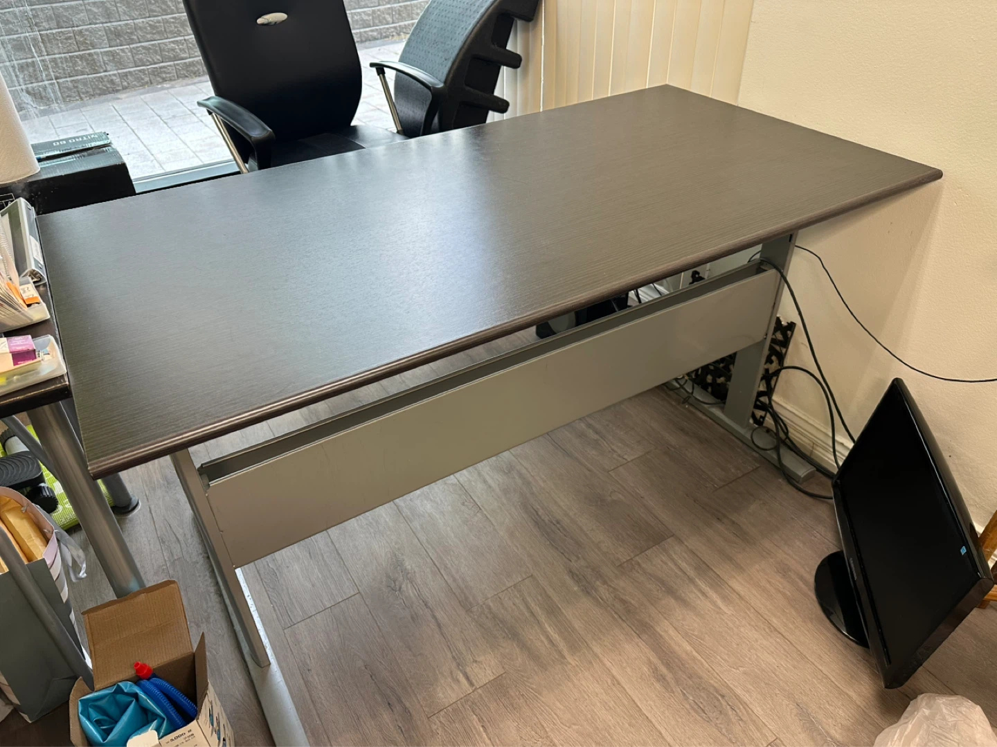 Modern Dark Wood Desk with Drawer