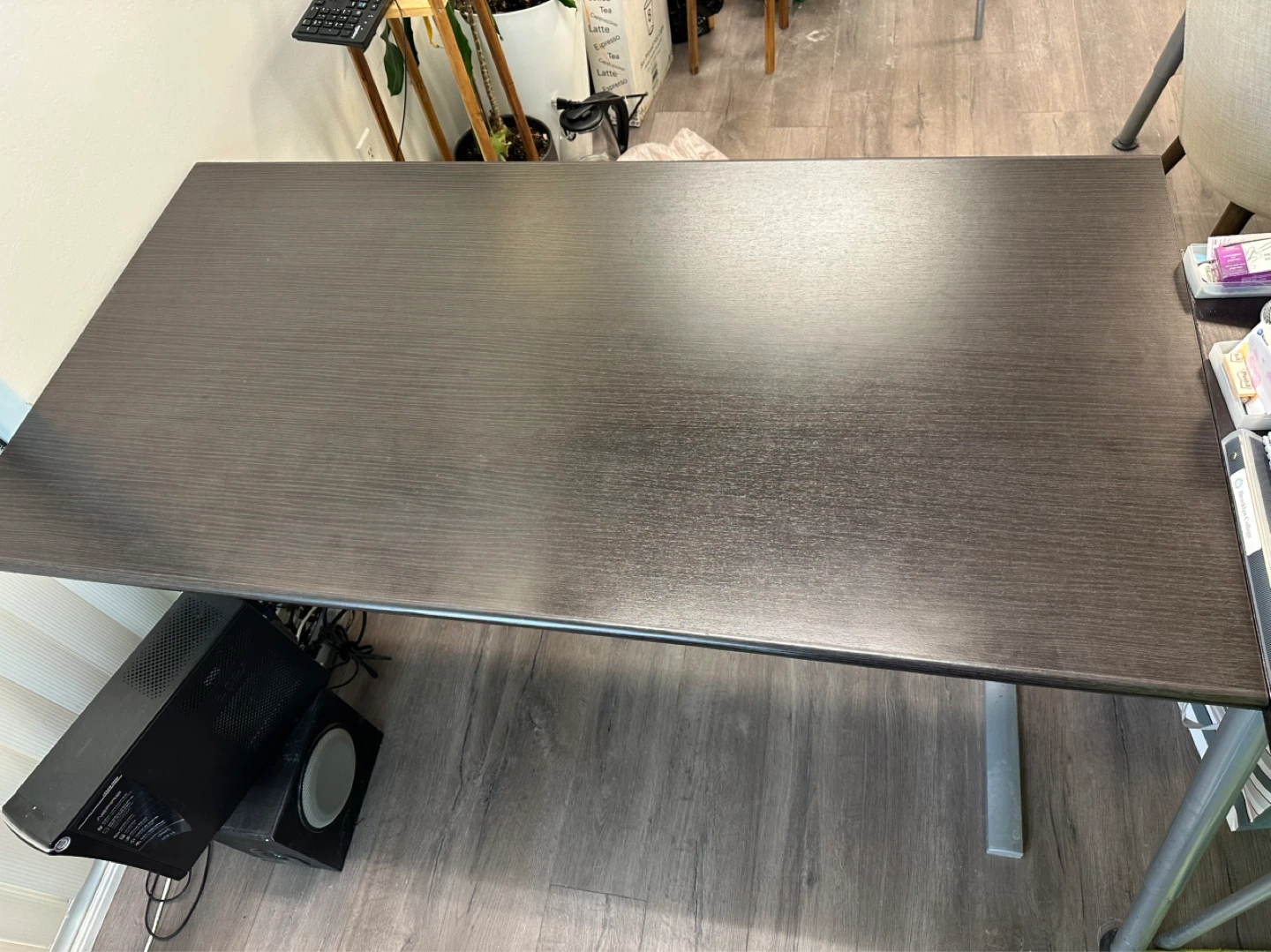 Modern Dark Wood Desk with Drawer - photo 2