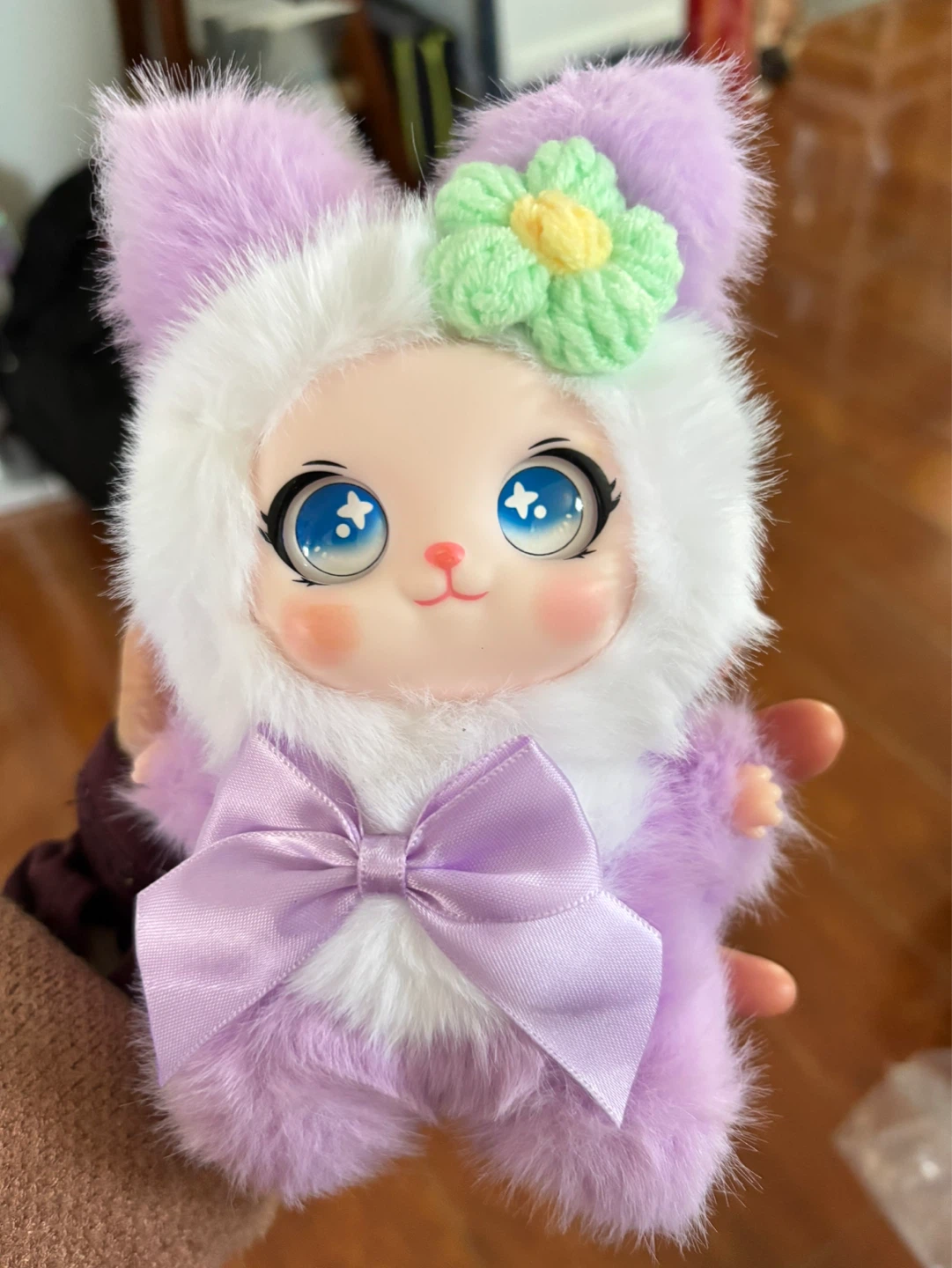 Plush Bunny Toy with Flower Accent，new！