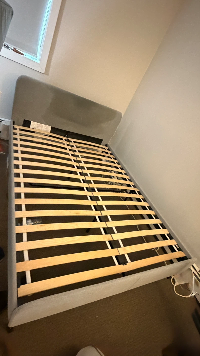 IKEA-Grey Upholstered Bed Frame - photo 2
