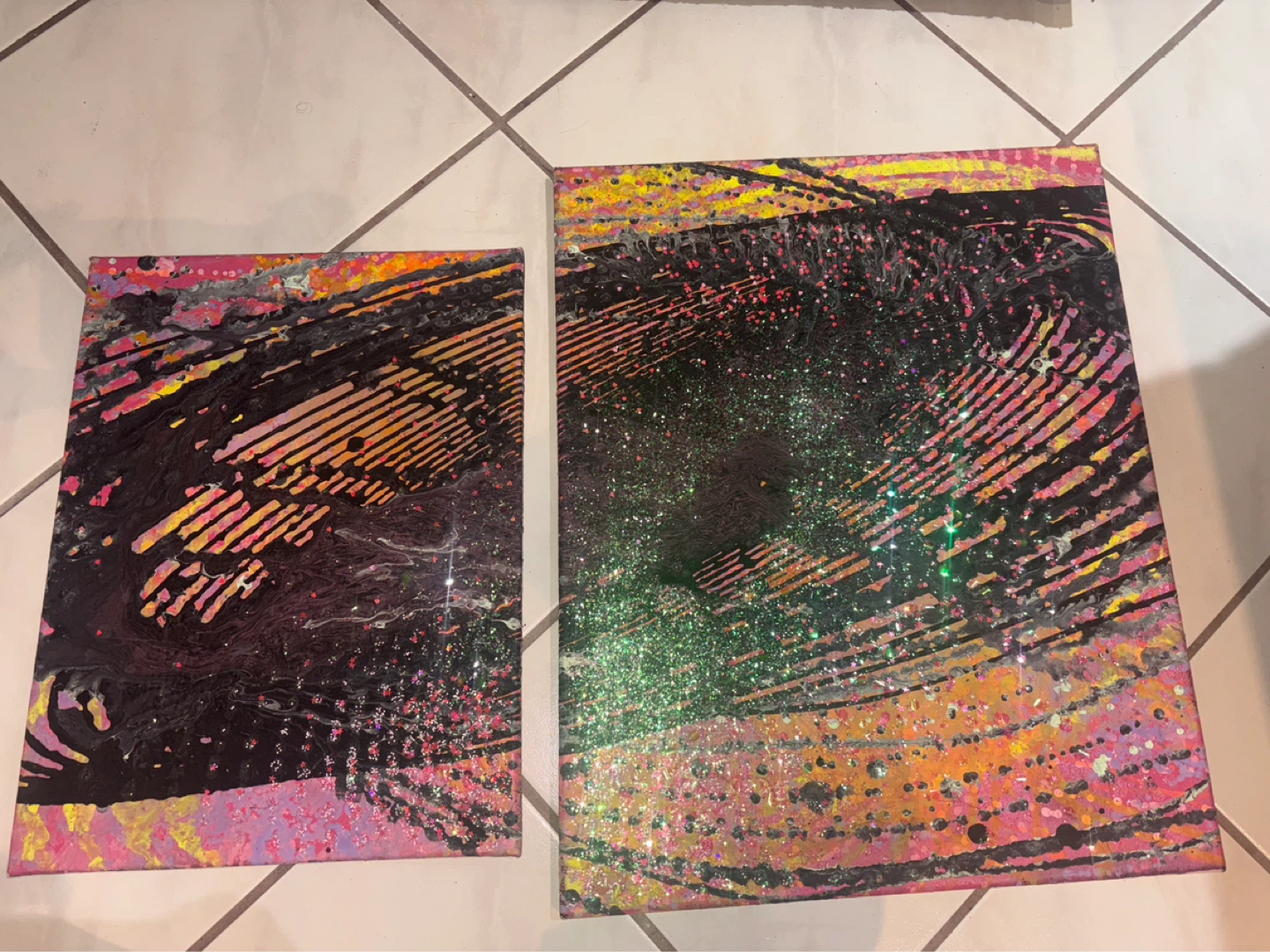 Abstract Glitter Art Paintings (Set of 2)