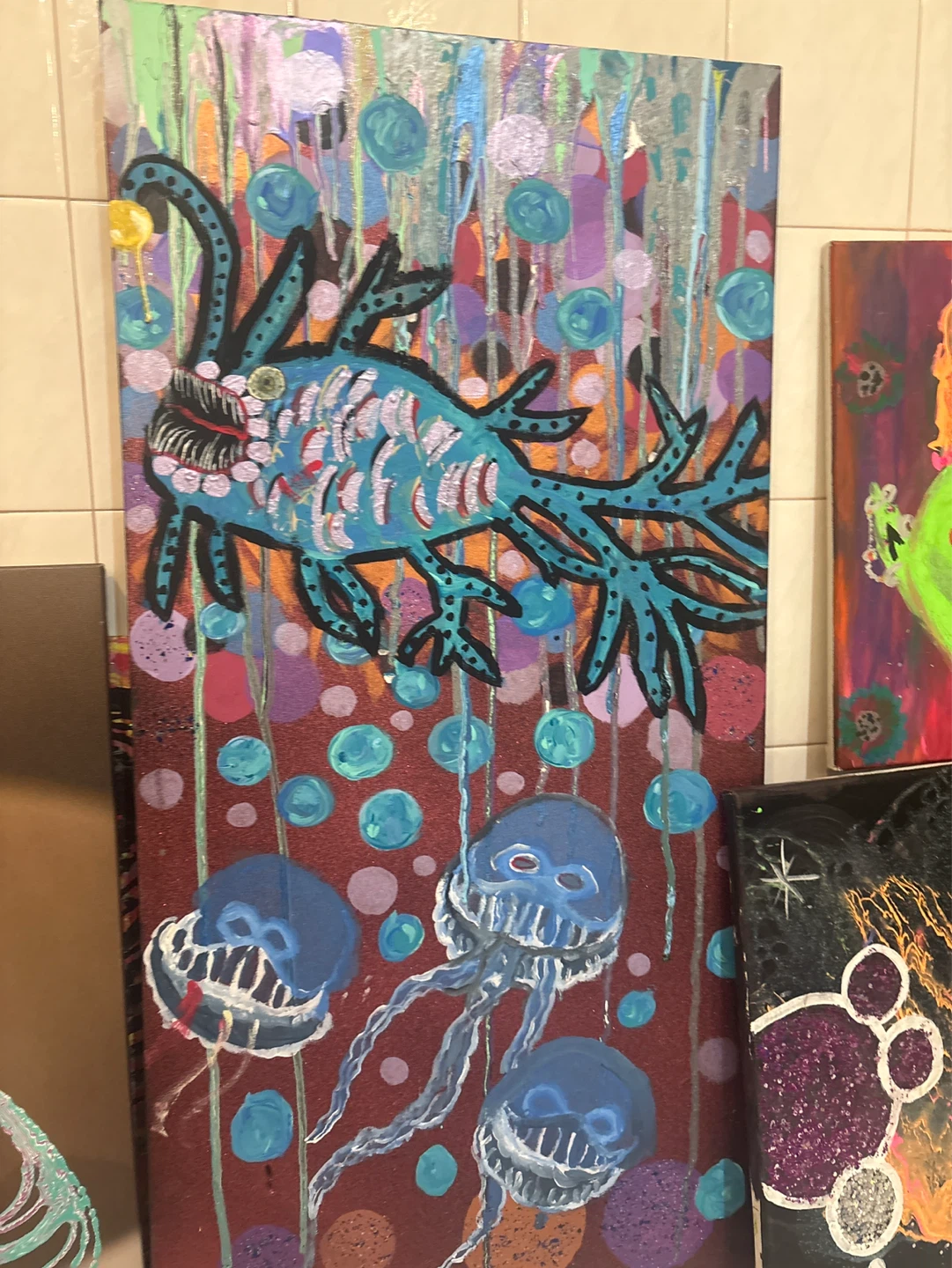 Unique Abstract Art Painting - Space & Underwater Themes - photo 3
