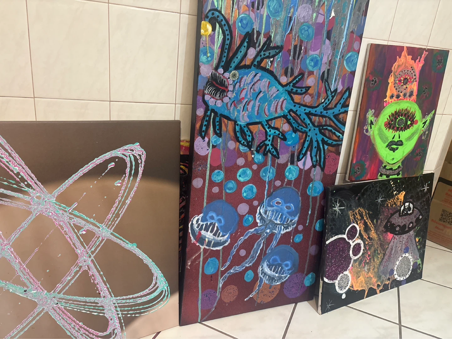 Unique Abstract Art Painting - Space & Underwater Themes