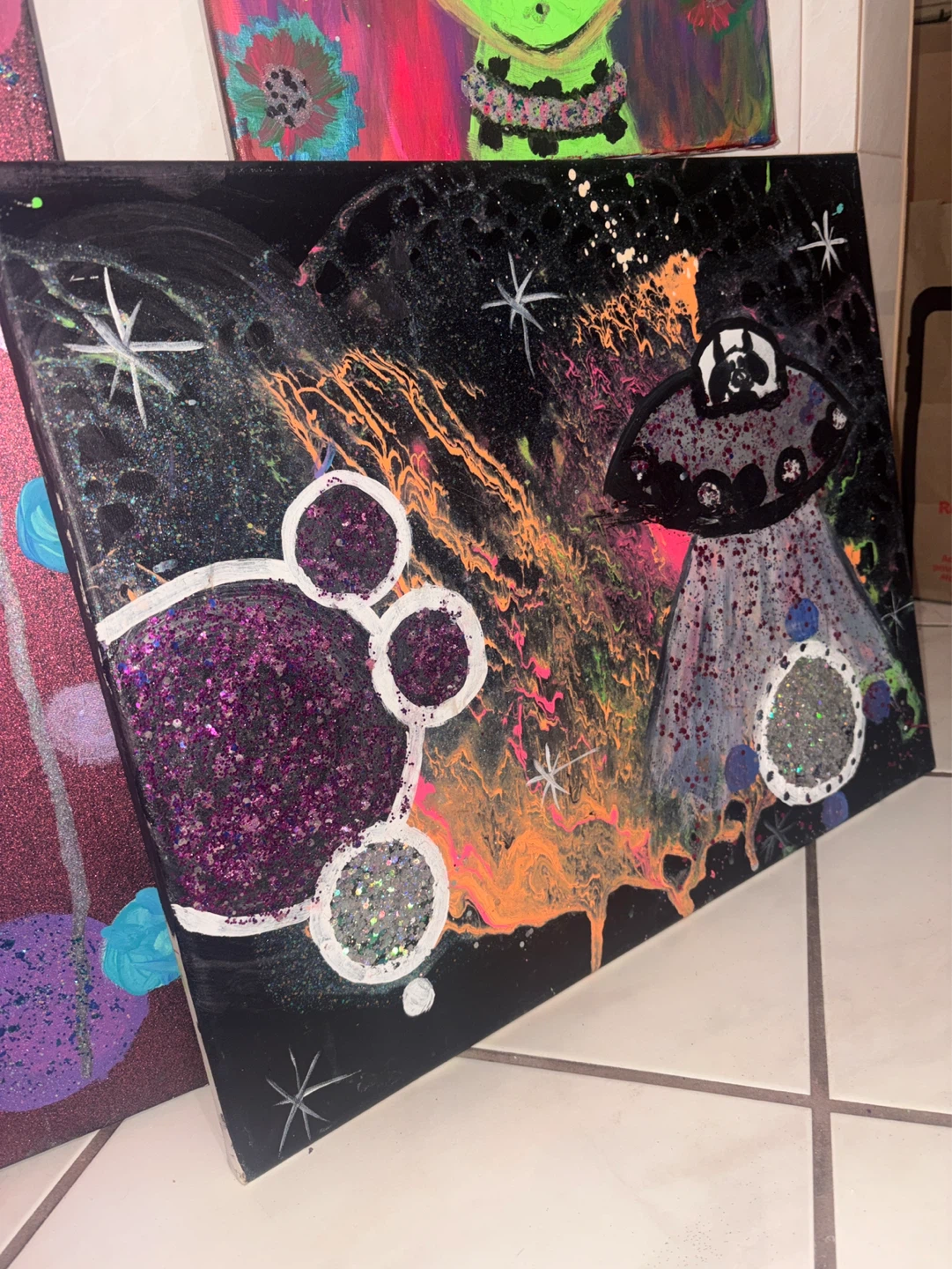 Unique Abstract Art Painting - Space & Underwater Themes - photo 4